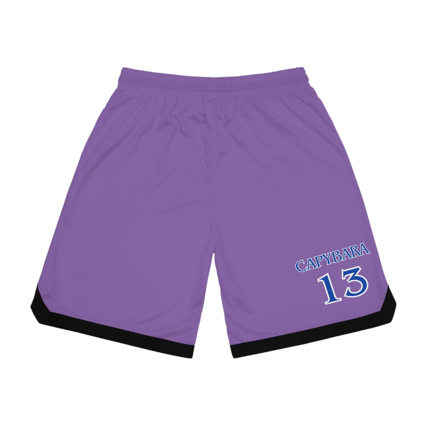 Basketball Rib Shorts with Capybara Design - Purple Sportswear for Kids & Teens