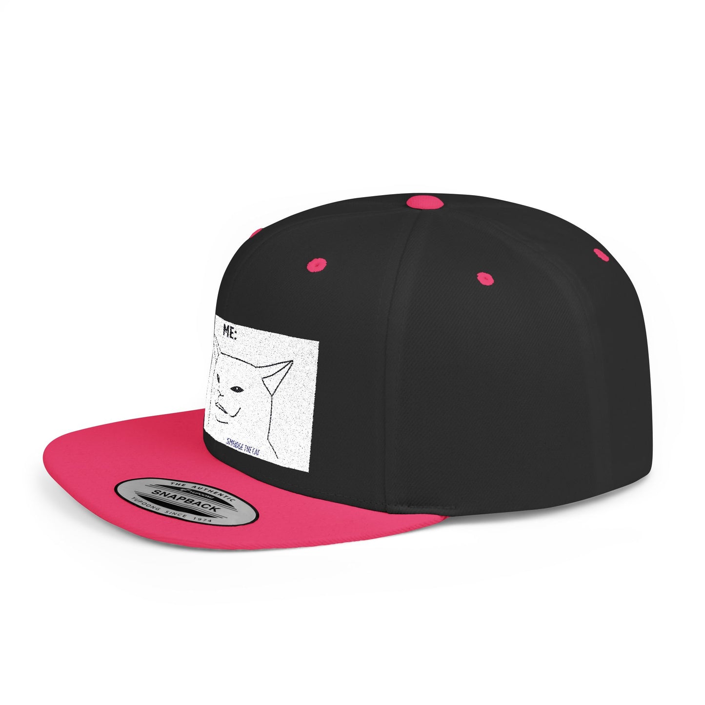 Snapback Hat - Funny Smudge the Cat Design