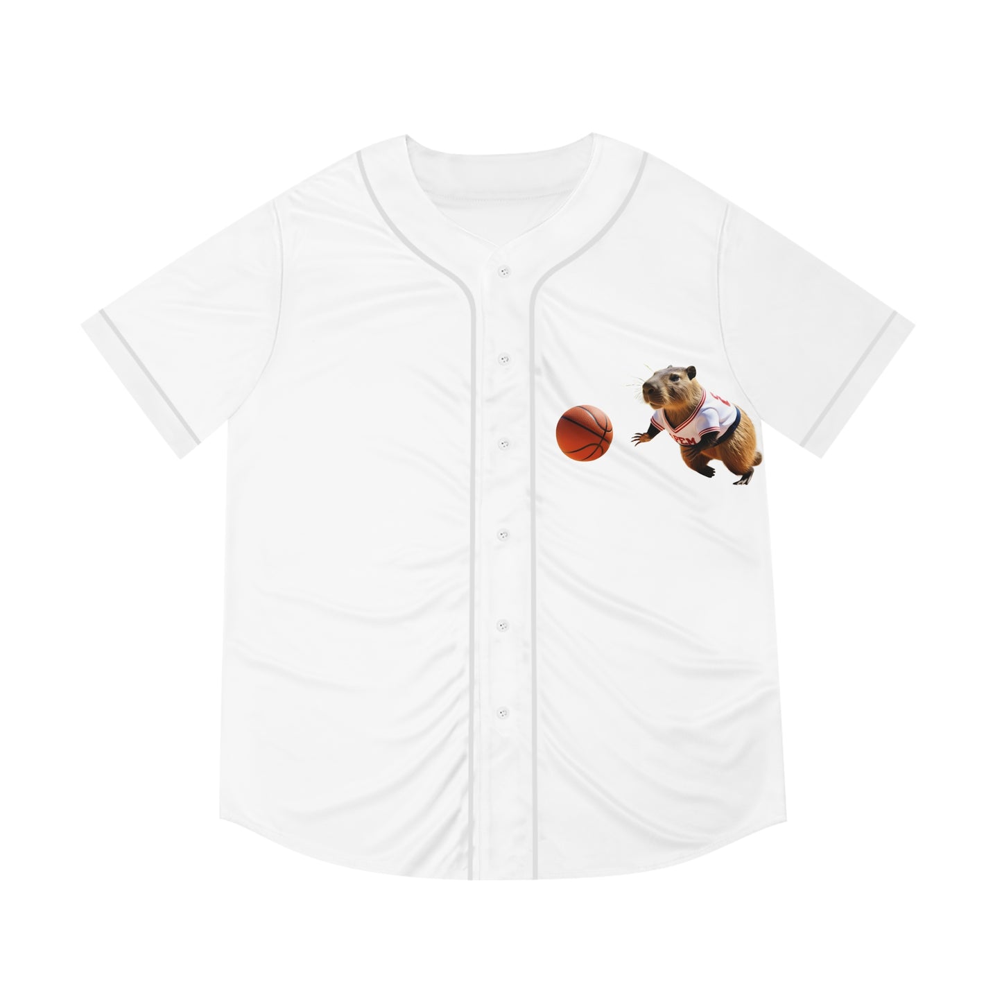 Men's Baseball Jersey with Playful Guinea Pig and Basketball Design