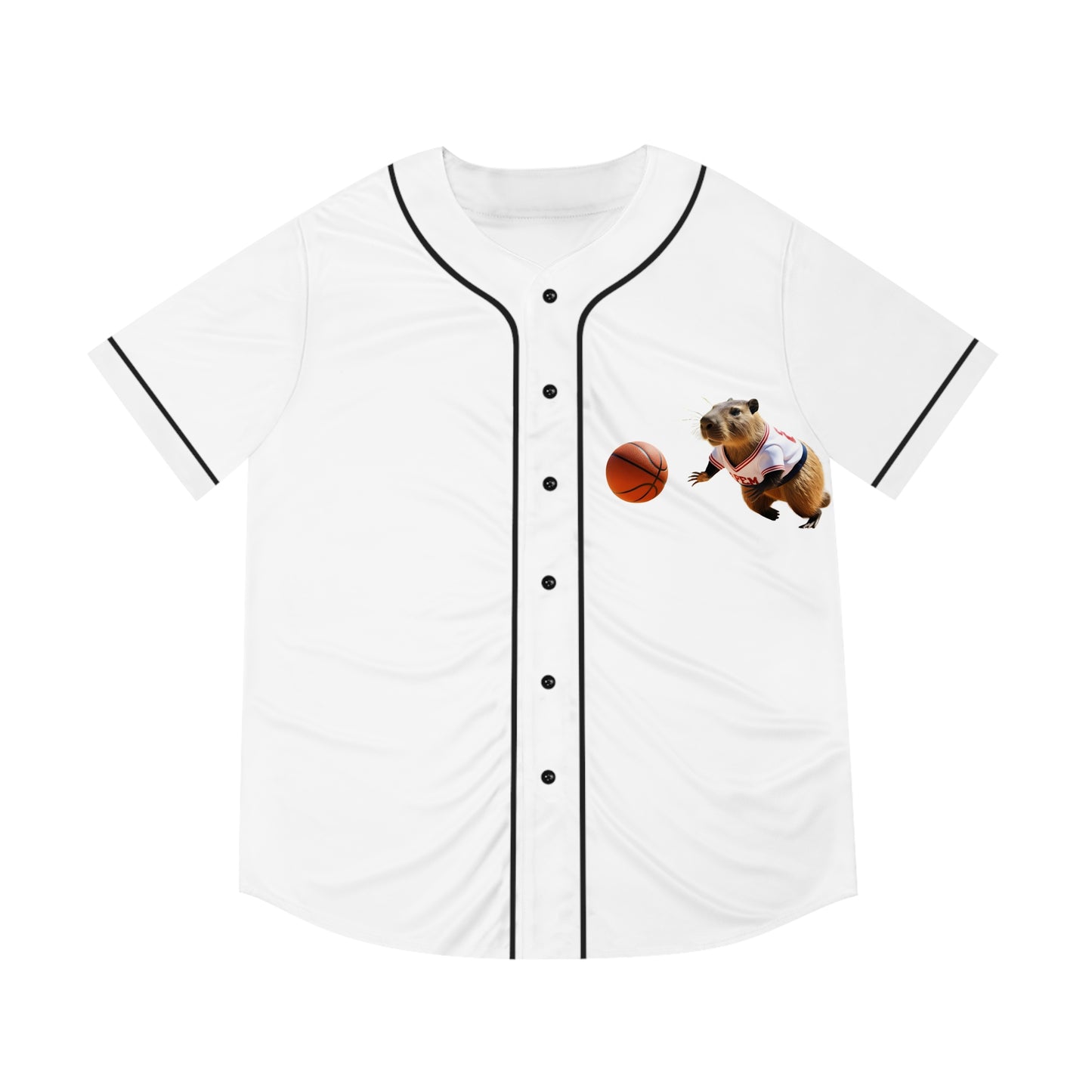 Men's Baseball Jersey with Playful Guinea Pig and Basketball Design