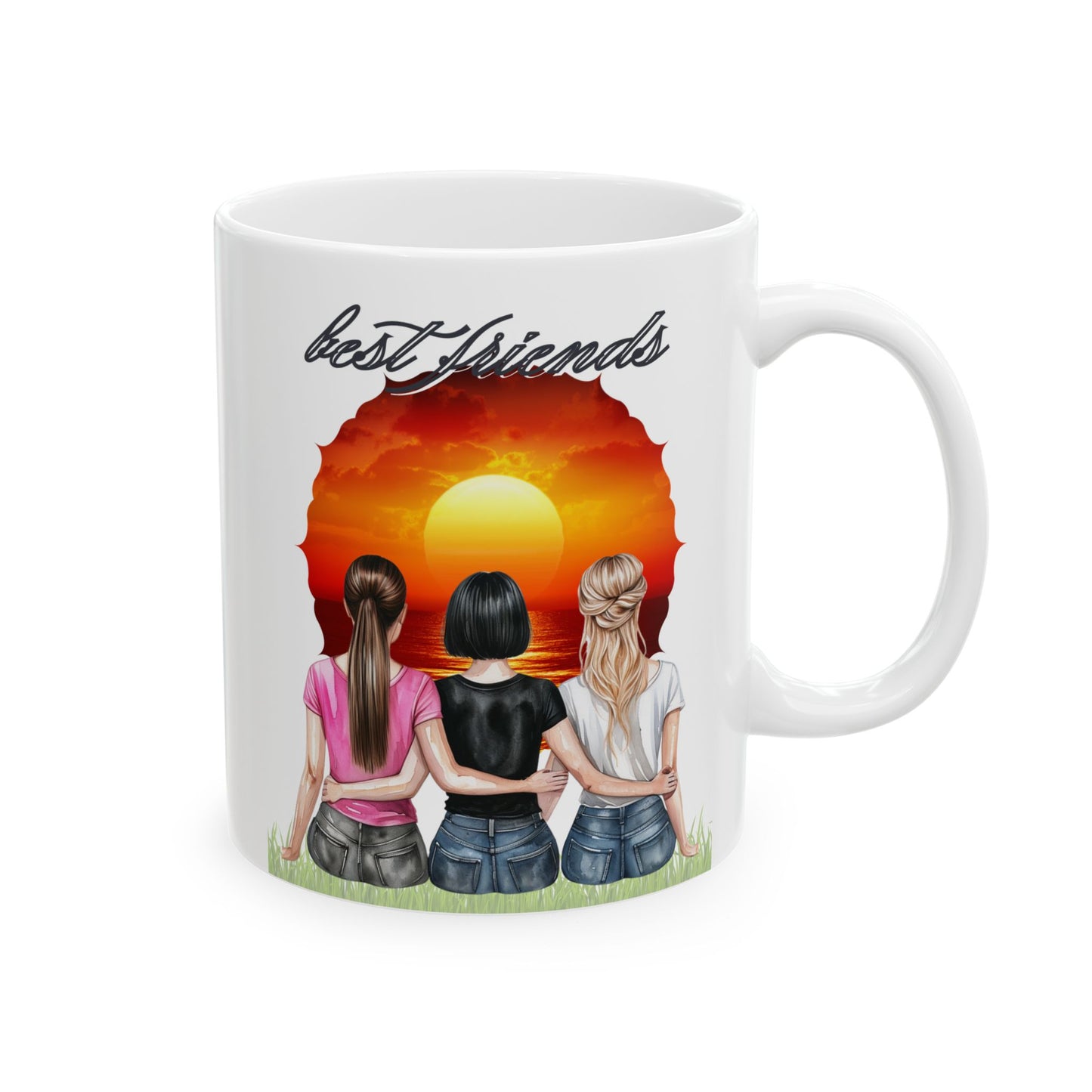 Friendship girlfriends Sunset Ceramic Mug, Best Friend Gift, Unique Coffee Mug, Inspirational Mug, Friendship Quote Mug