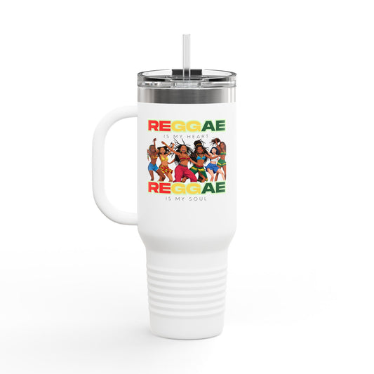 Mug - Reggae Is My Heart, Reggae Is My Soul Insulated Travel Mug, 40oz