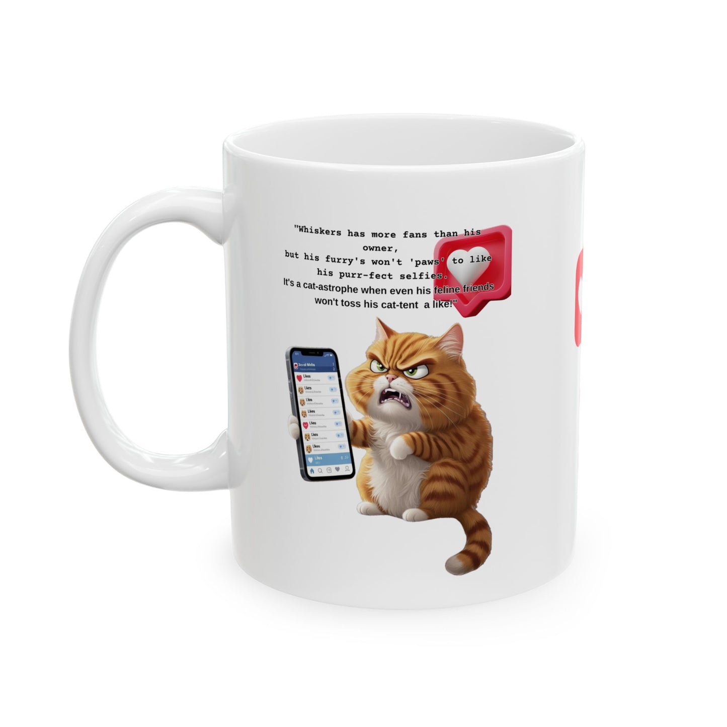 Social Media Cat Ceramic Mug - 11oz & 15oz
