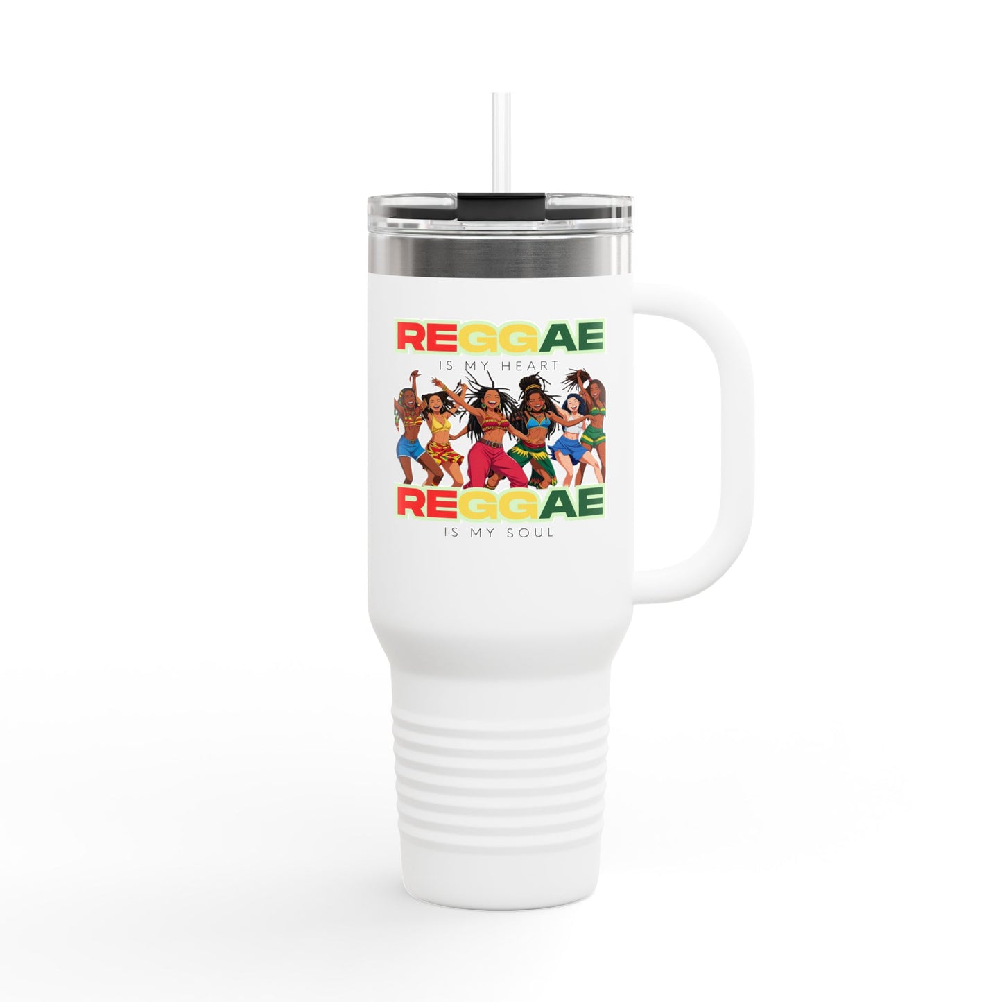 Mug - Reggae Is My Heart, Reggae Is My Soul Insulated Travel Mug, 40oz