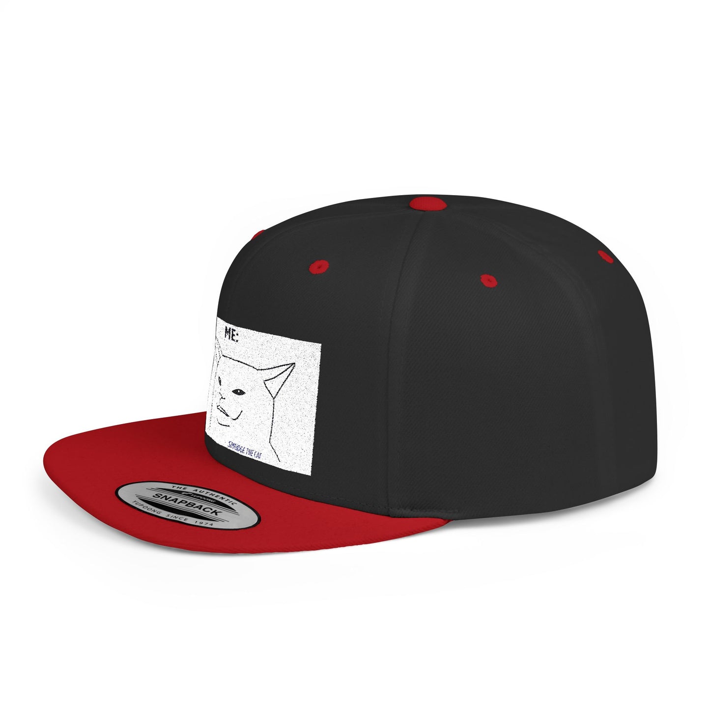 Snapback Hat - Funny Smudge the Cat Design