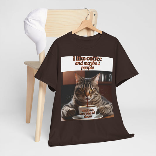 Funny Cat Coffee Unisex Heavy Cotton Tee - Perfect Gift for Cat Lovers
