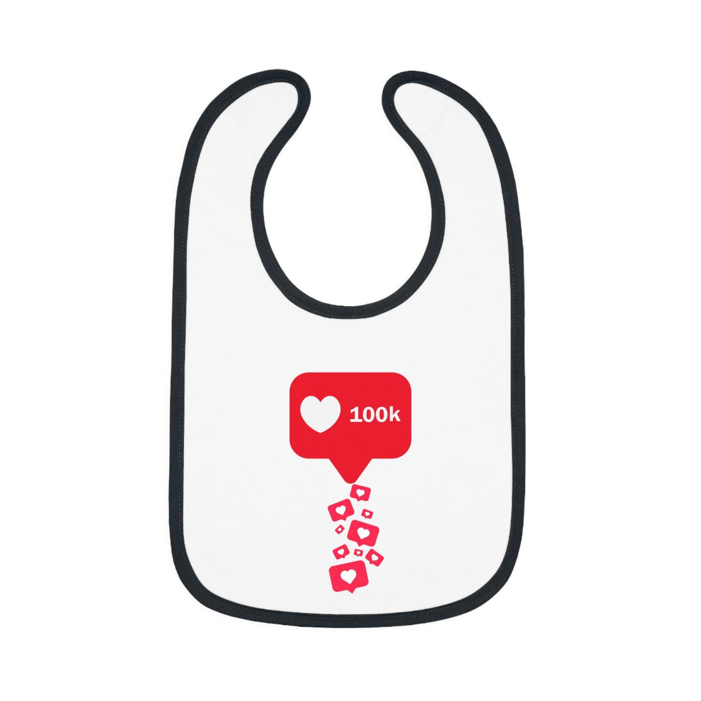 Infant Contrast Trim Bib - 100k Love Hearts Design