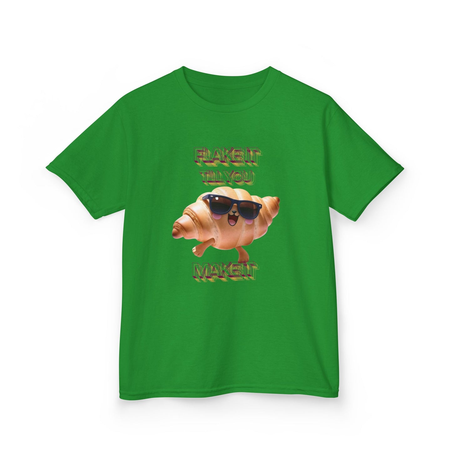 Flake It 'Til You Make It Kids Tee - Fun Croissant Design