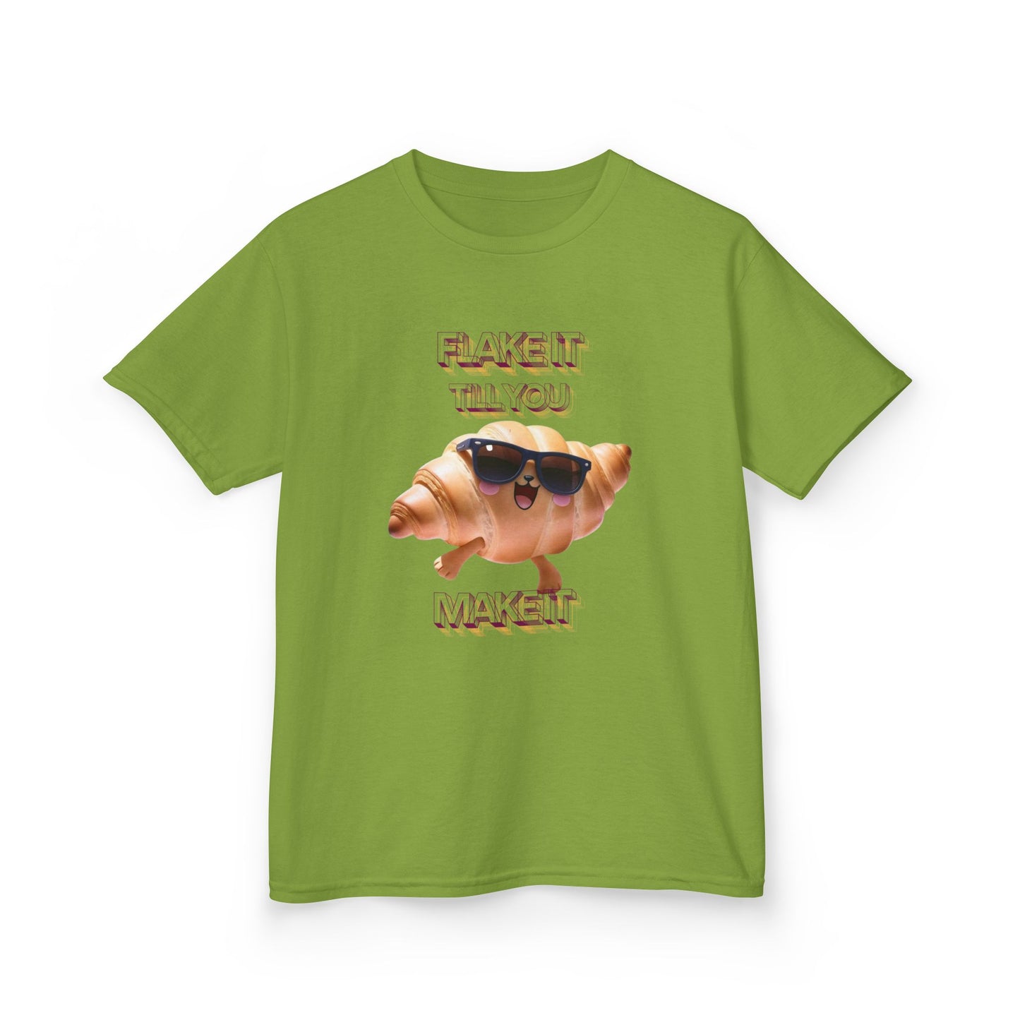 Flake It 'Til You Make It Kids Tee - Fun Croissant Design