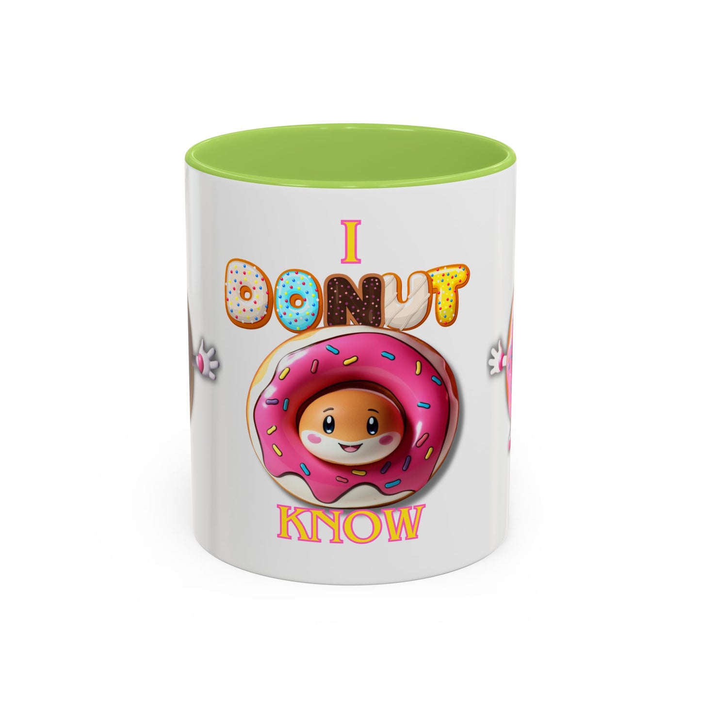 Cute Donut Accent Coffee Mug - I Donut Know - Fun Gift for Coffee Lovers