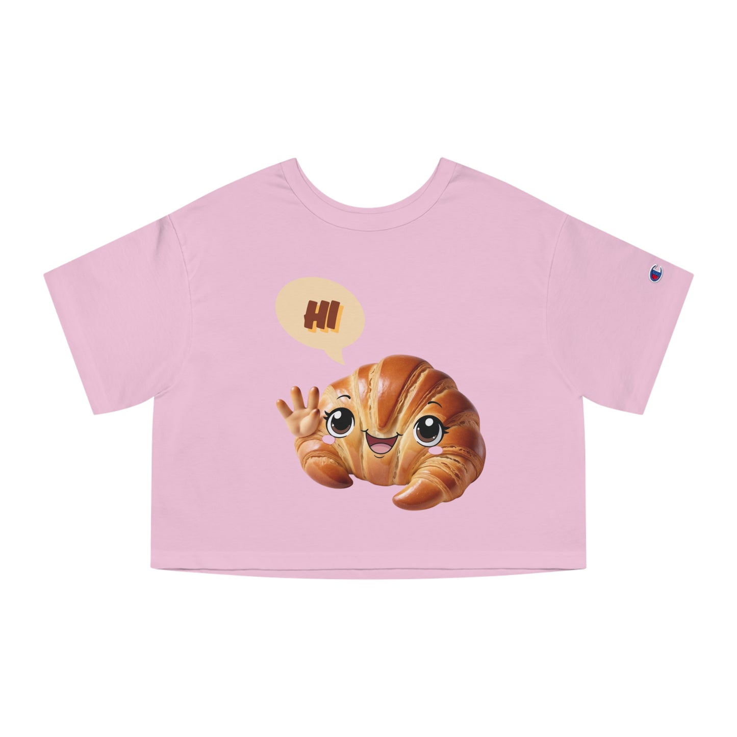 Cute Cropped T-Shirt with Friendly Croissant Design - Perfect for Food Lovers!
