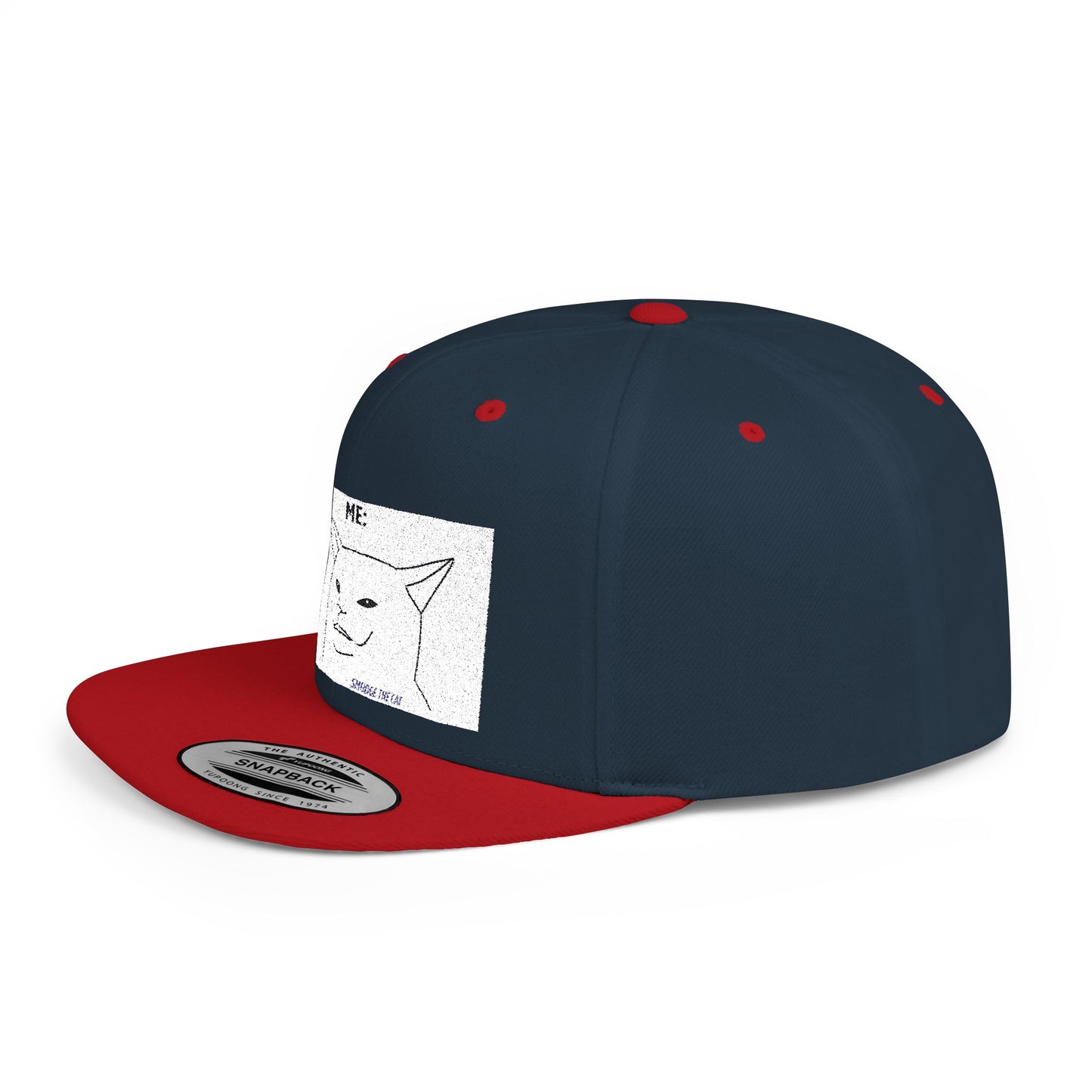 Snapback Hat - Funny Smudge the Cat Design