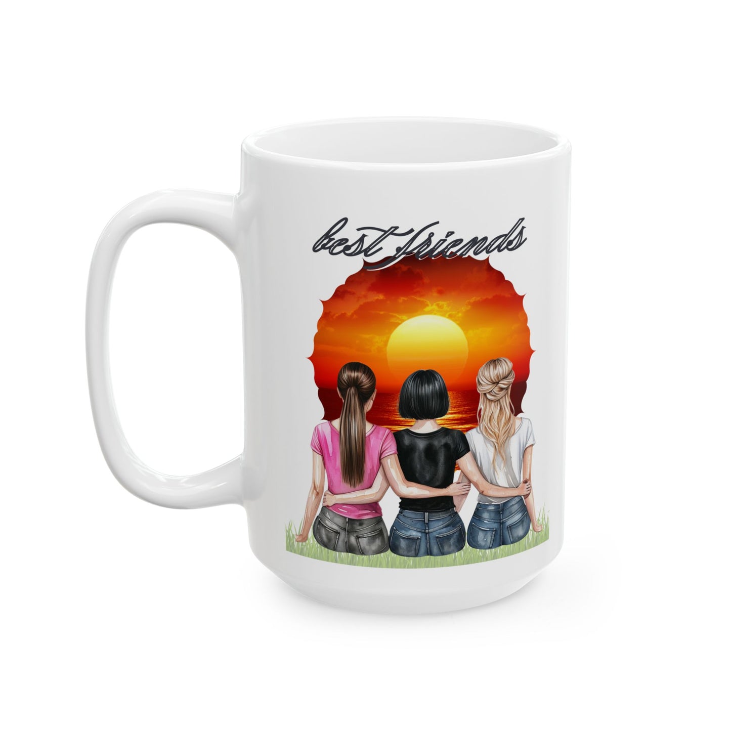 Friendship girlfriends Sunset Ceramic Mug, Best Friend Gift, Unique Coffee Mug, Inspirational Mug, Friendship Quote Mug