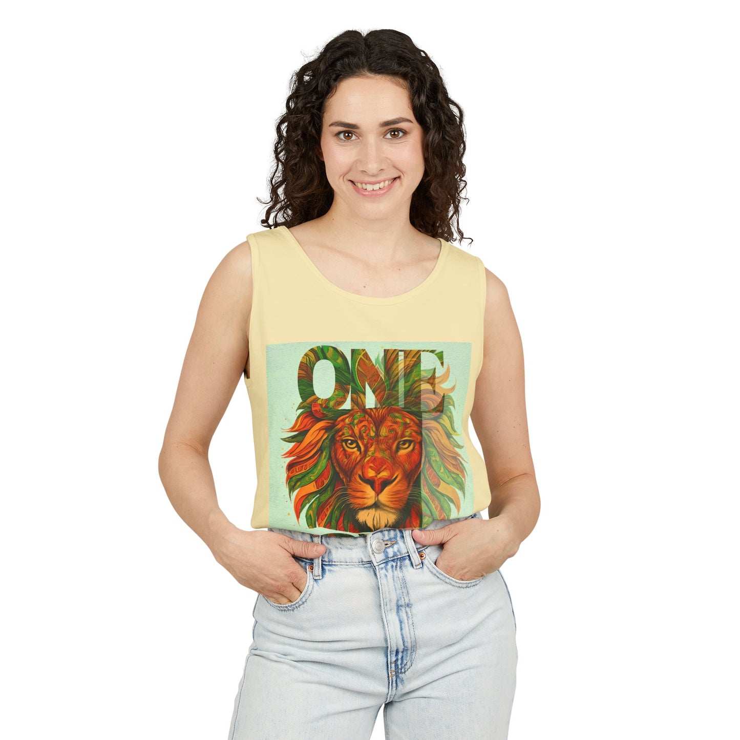 Tank Top One Love Tribal Art Lion