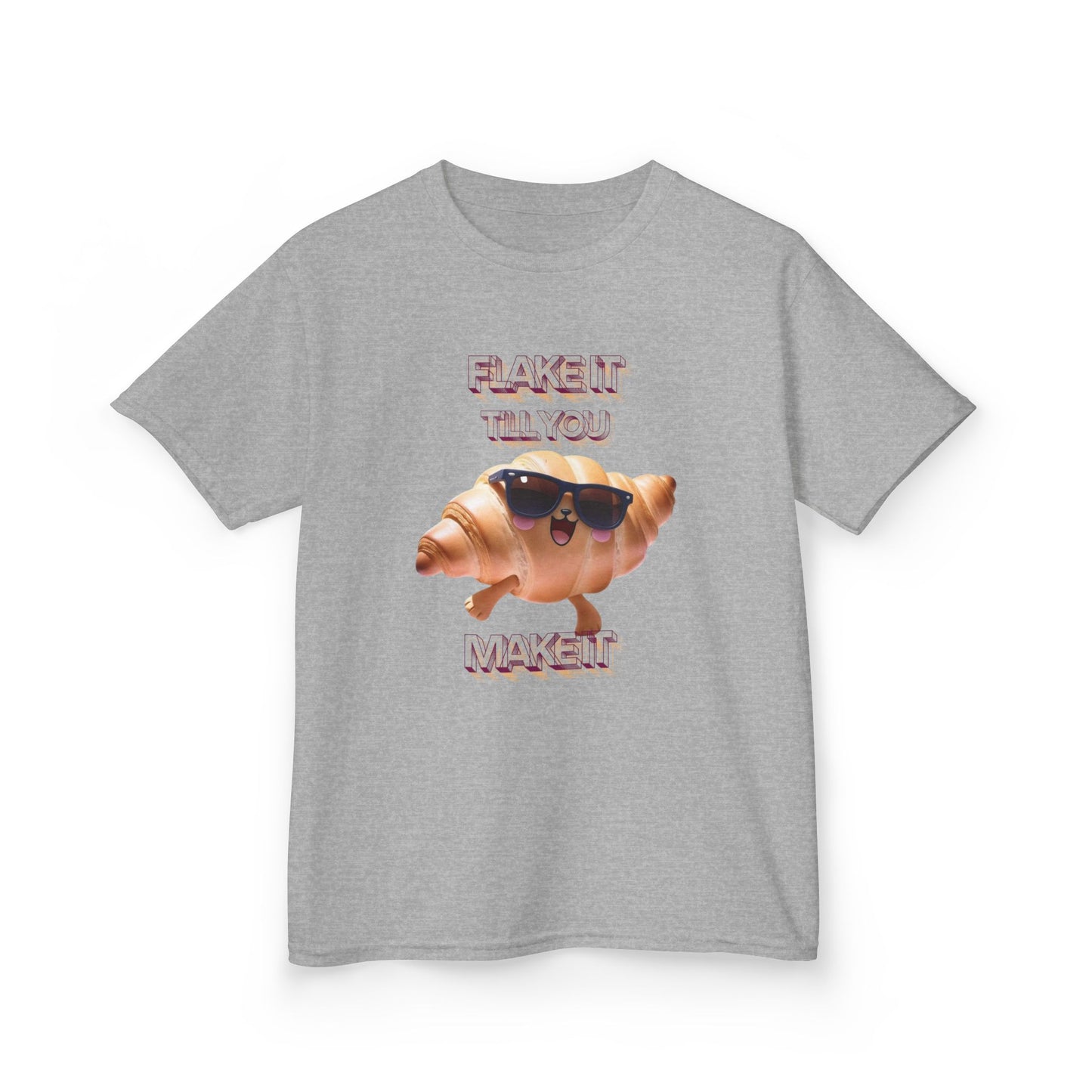 Flake It 'Til You Make It Kids Tee - Fun Croissant Design
