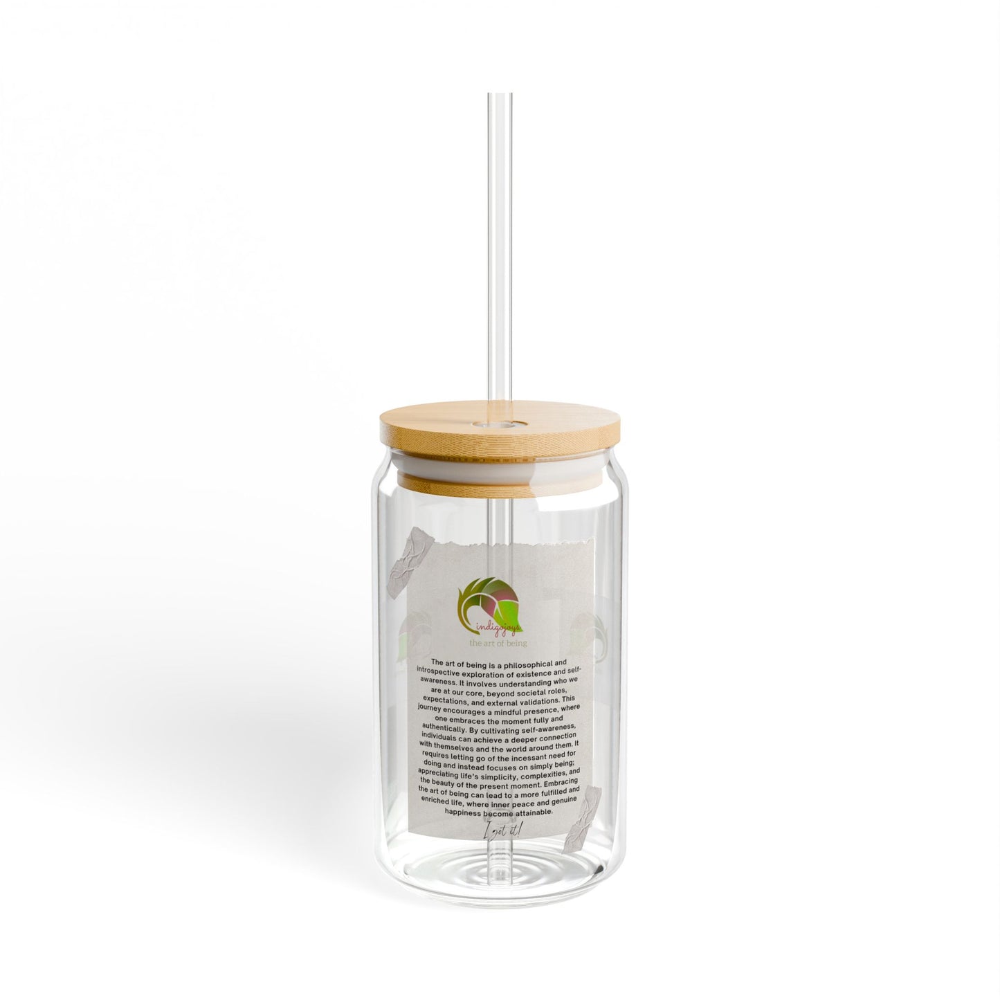 Sipper Glass, 16oz Indigojoys Art of Being