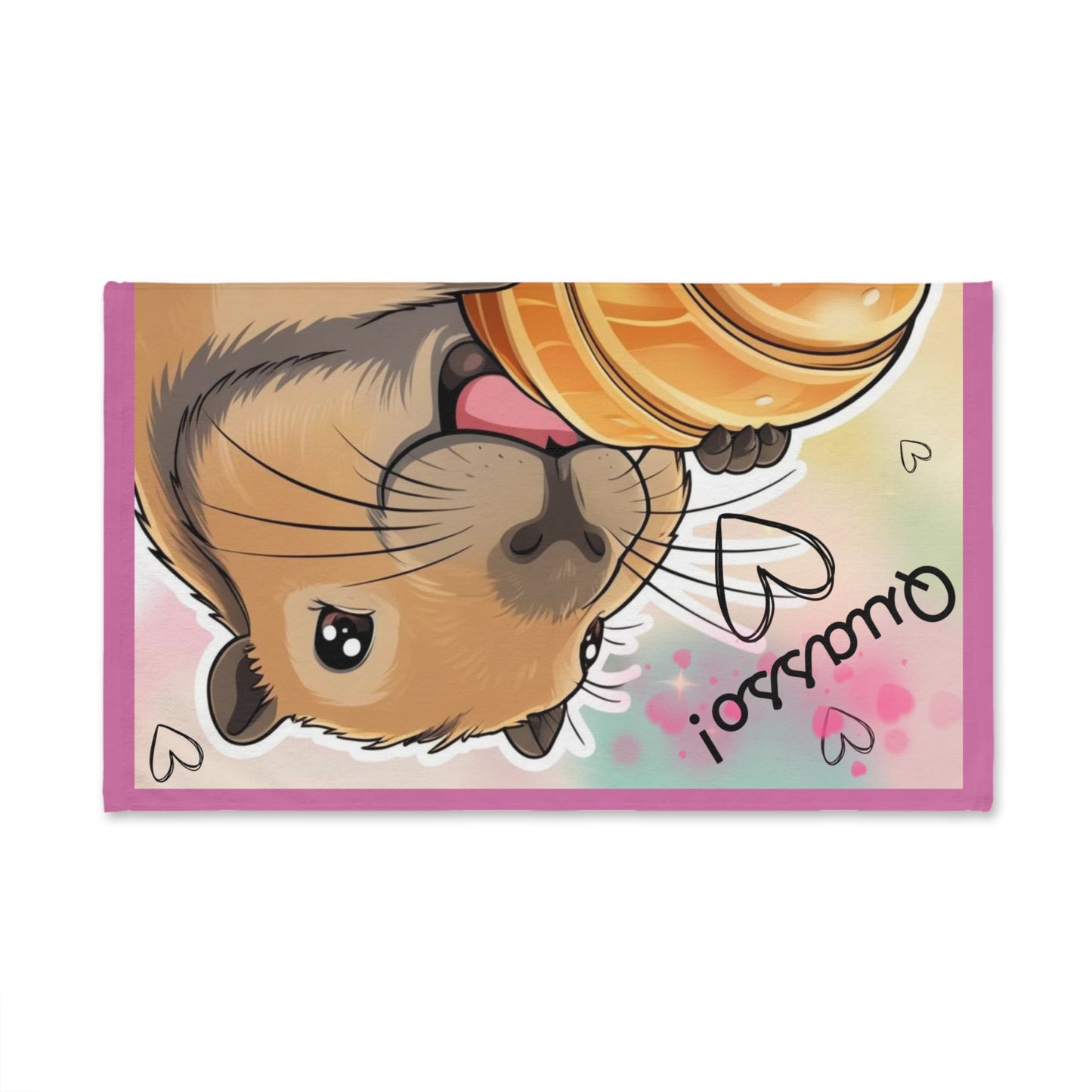 Cute Capybara Hand Towel with Heart Design - Perfect for Home Decor and Gifts