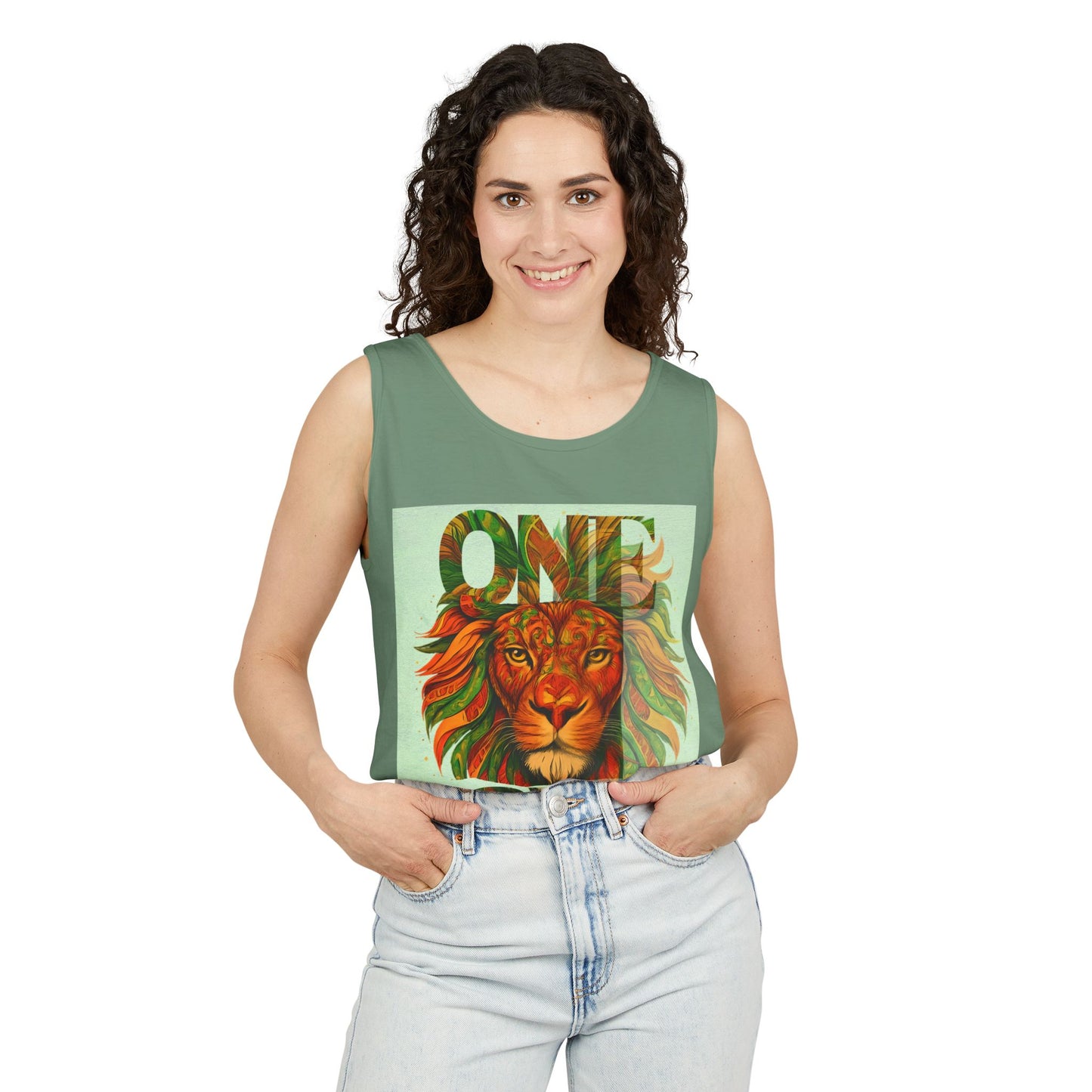 Tank Top One Love Tribal Art Lion