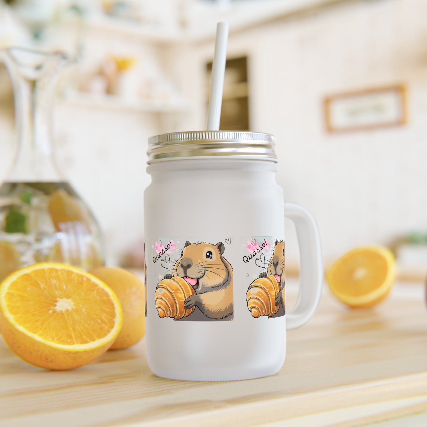 Cute cappybara Mason Jar with Straw - Perfect for Gifts & Home Decor