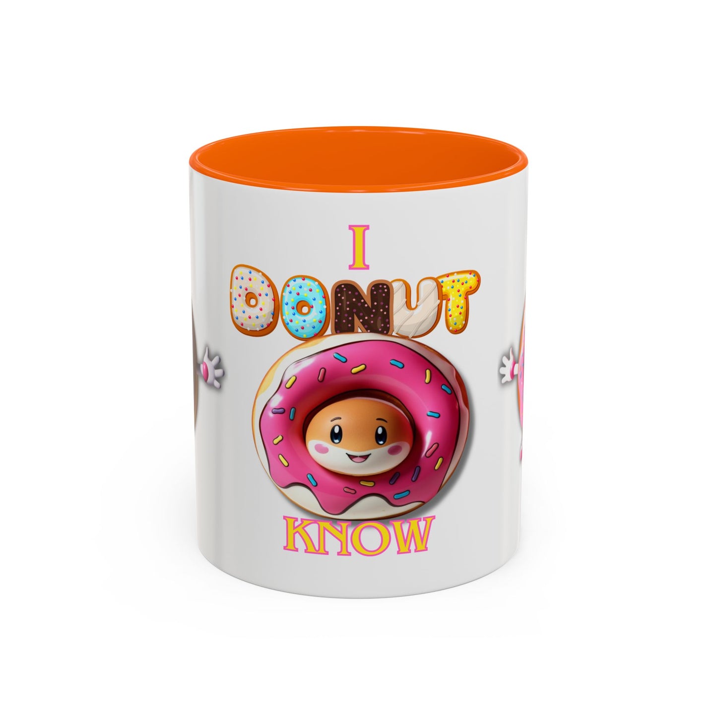 Cute Donut Accent Coffee Mug - I Donut Know - Fun Gift for Coffee Lovers