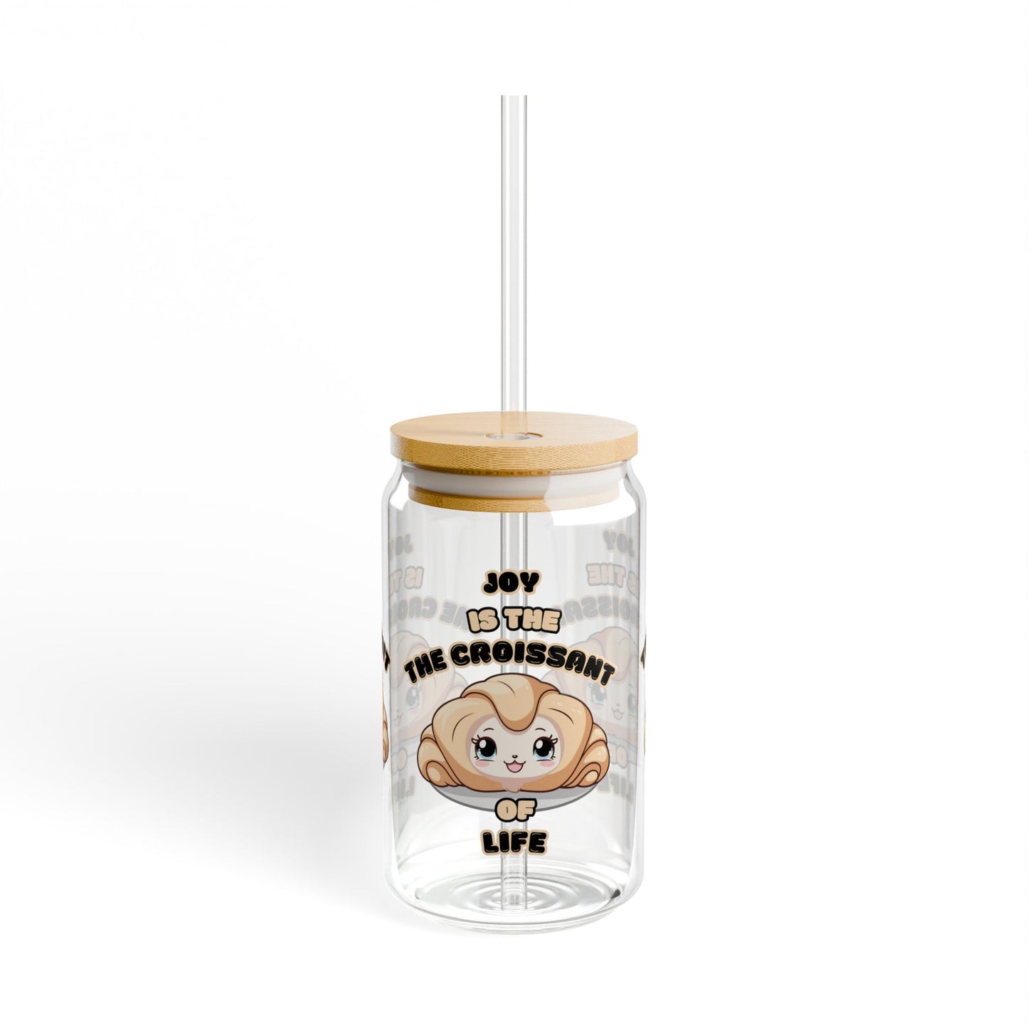 Glass Tumbler - Joy is the Croissant of Life Word Joke Design