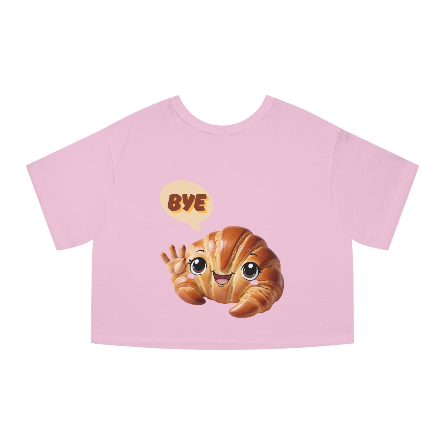 Cute Cropped T-Shirt with Friendly Croissant Design - Perfect for Food Lovers!