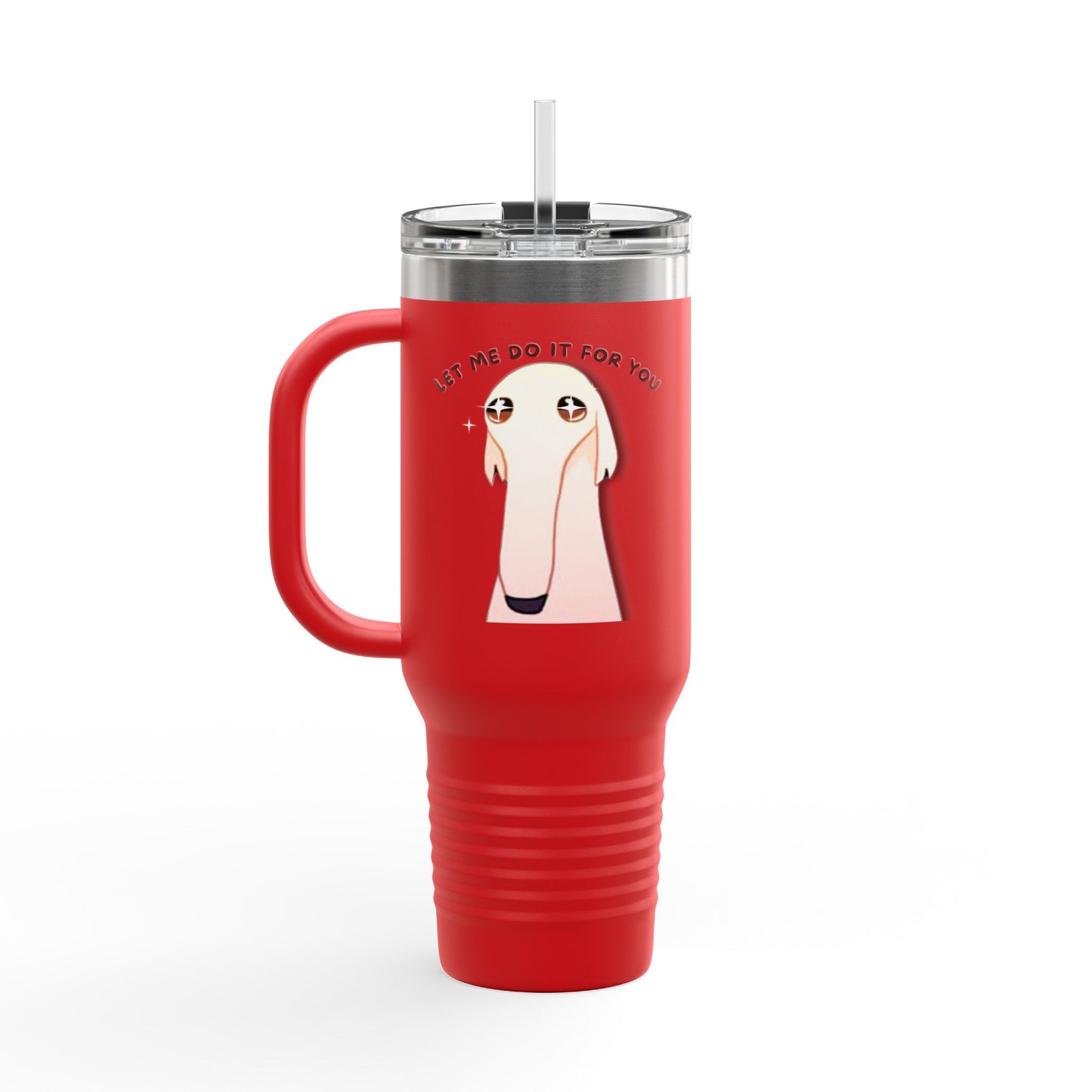 Insulated Travel Mug - Let Me Do It Dog White Long Nose Design