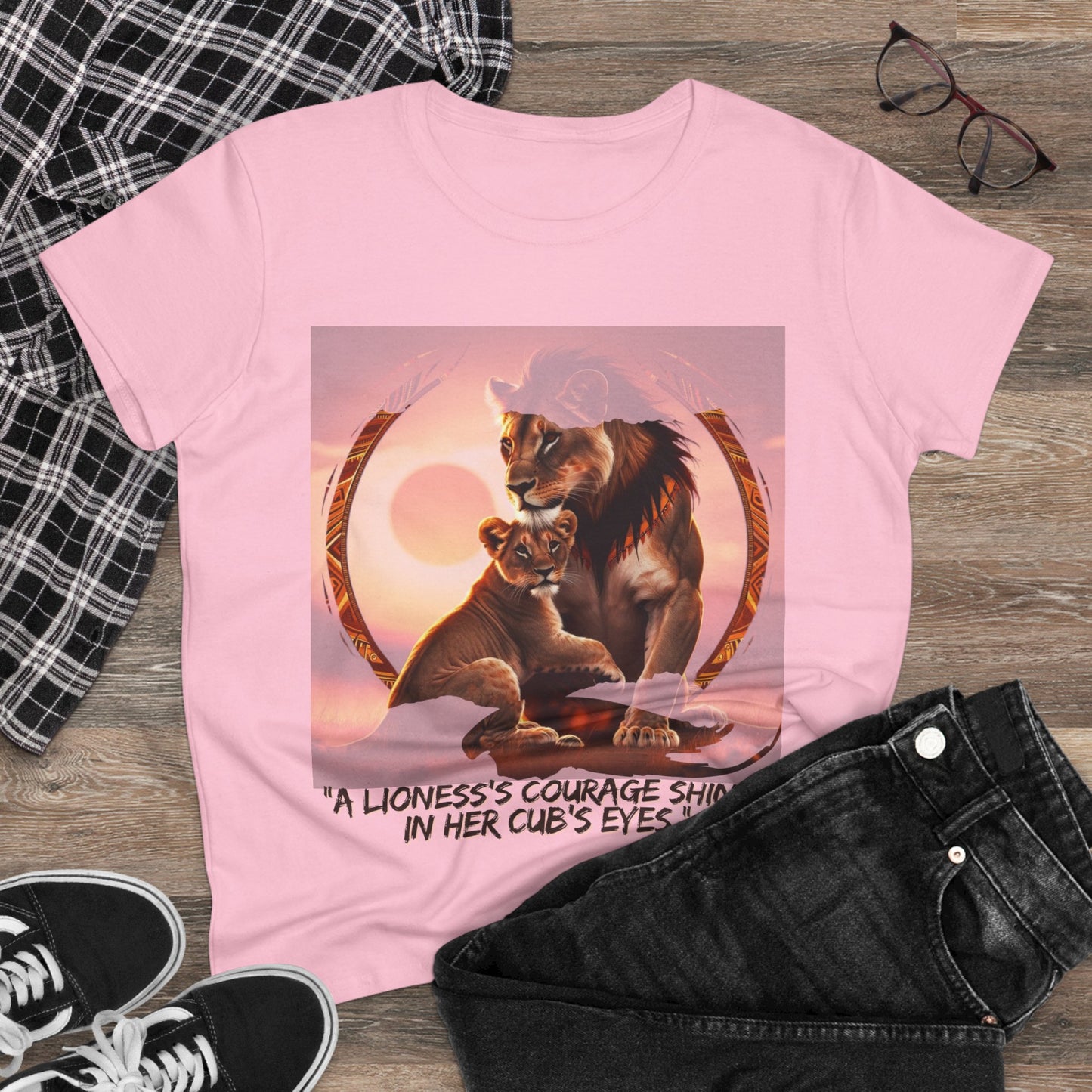 Inspirational Women's Lioness Courage Tee - Midweight Cotton T-Shirt