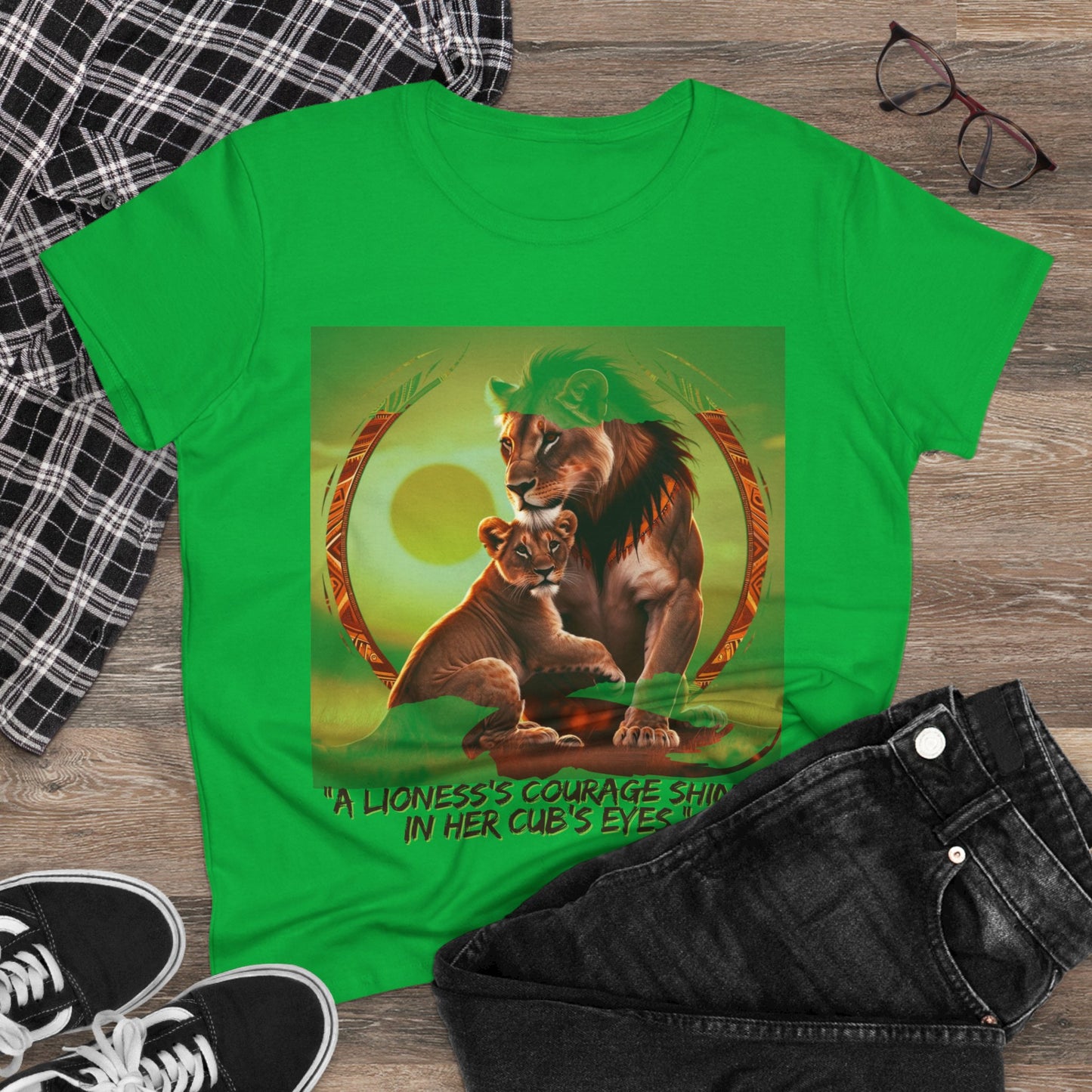 Inspirational Women's Lioness Courage Tee - Midweight Cotton T-Shirt