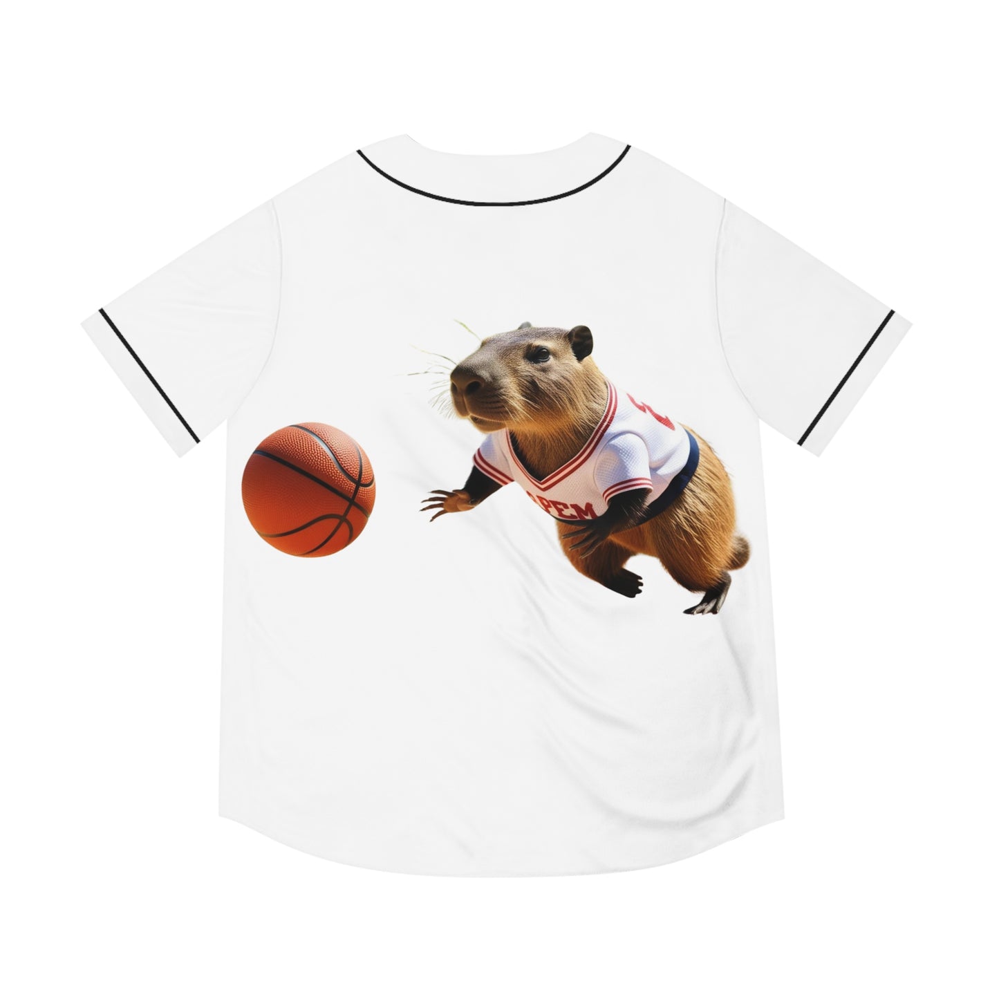 Men's Baseball Jersey with Playful Guinea Pig and Basketball Design