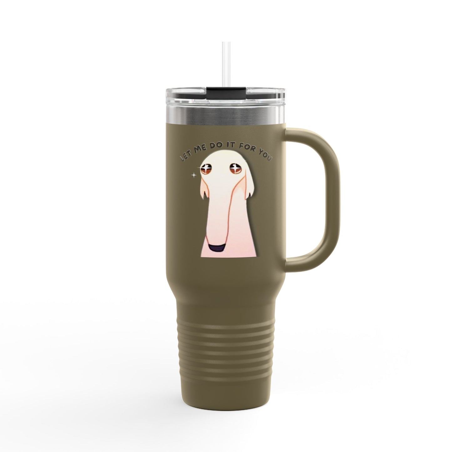 Insulated Travel Mug - Let Me Do It Dog White Long Nose Design