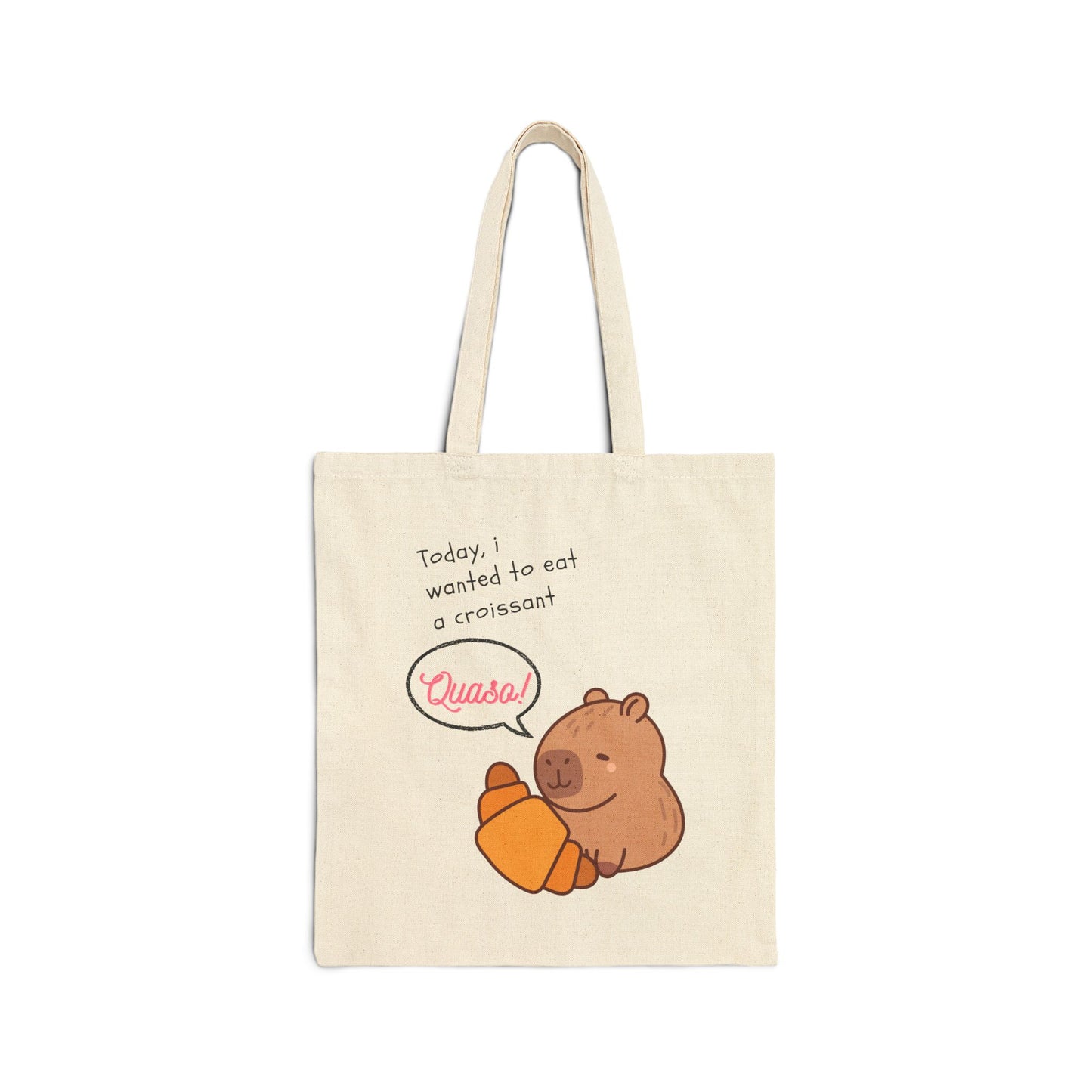 Funny Capybara Croissant Cotton Canvas Tote Bag