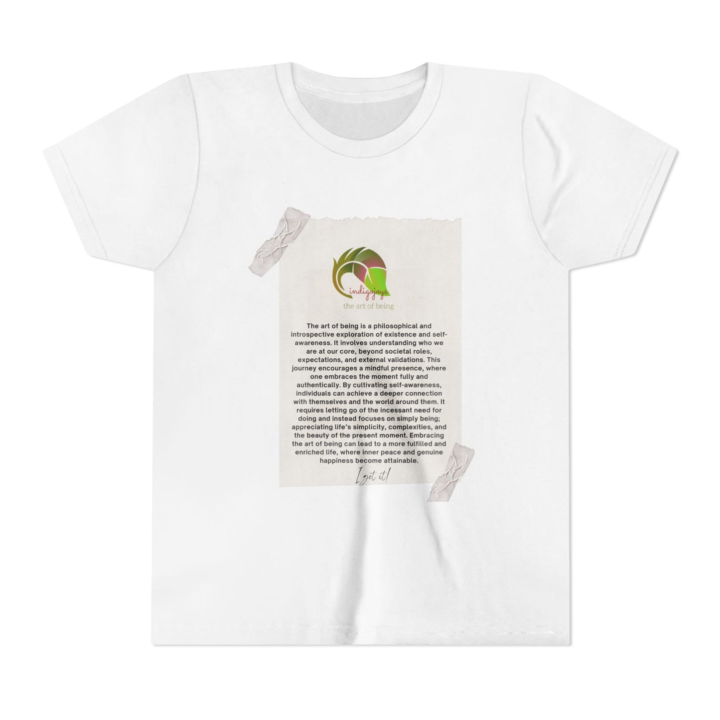 Youth Tee - The Art of Being and Logo Indigojoys