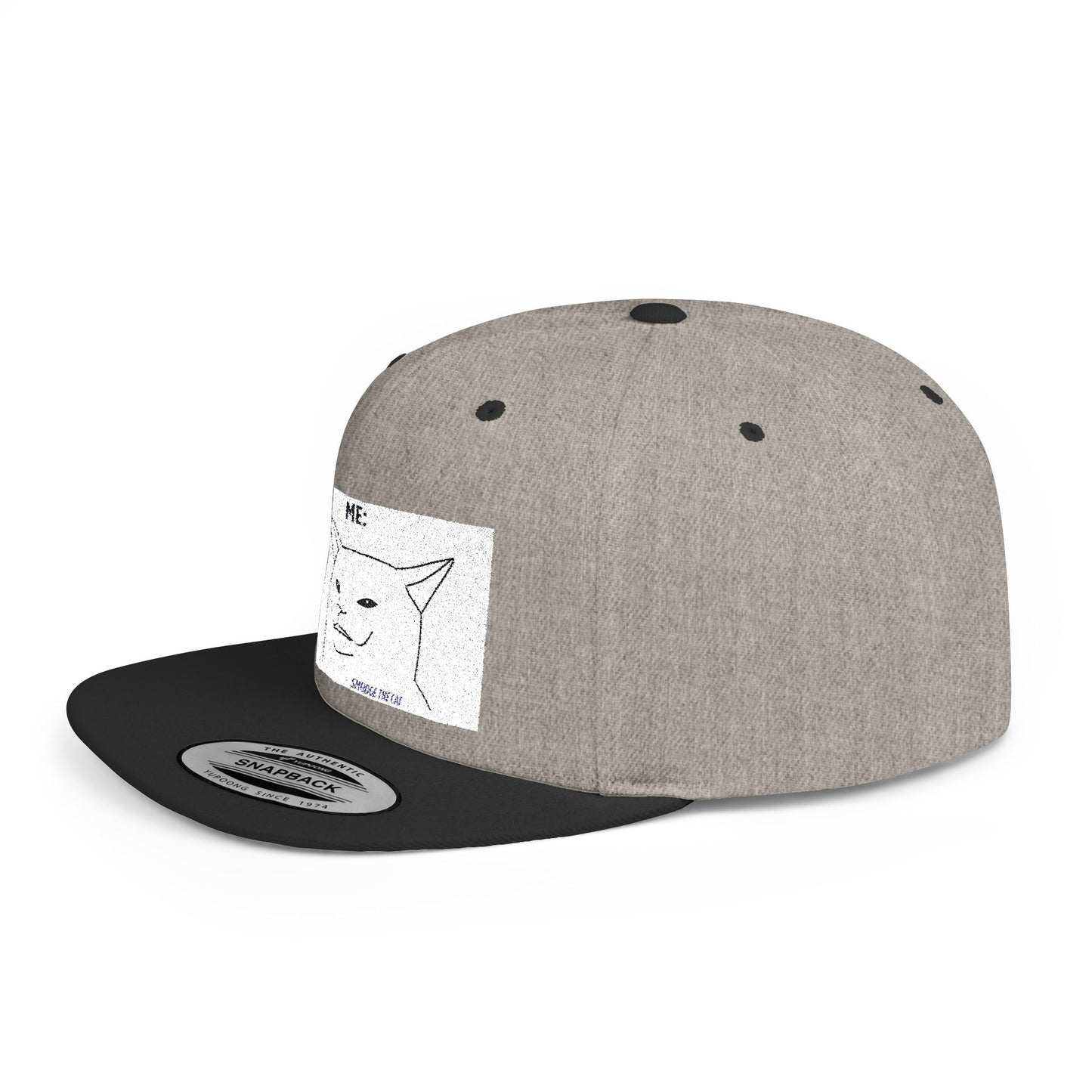 Snapback Hat - Funny Smudge the Cat Design