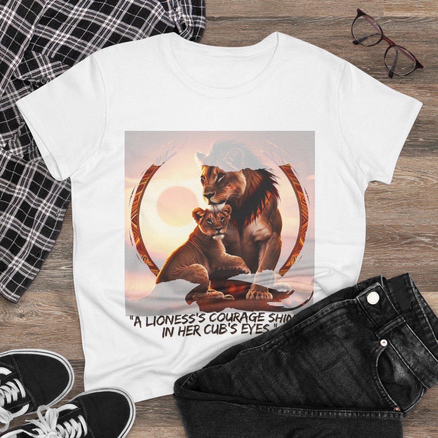 Inspirational Women's Lioness Courage Tee - Midweight Cotton T-Shirt