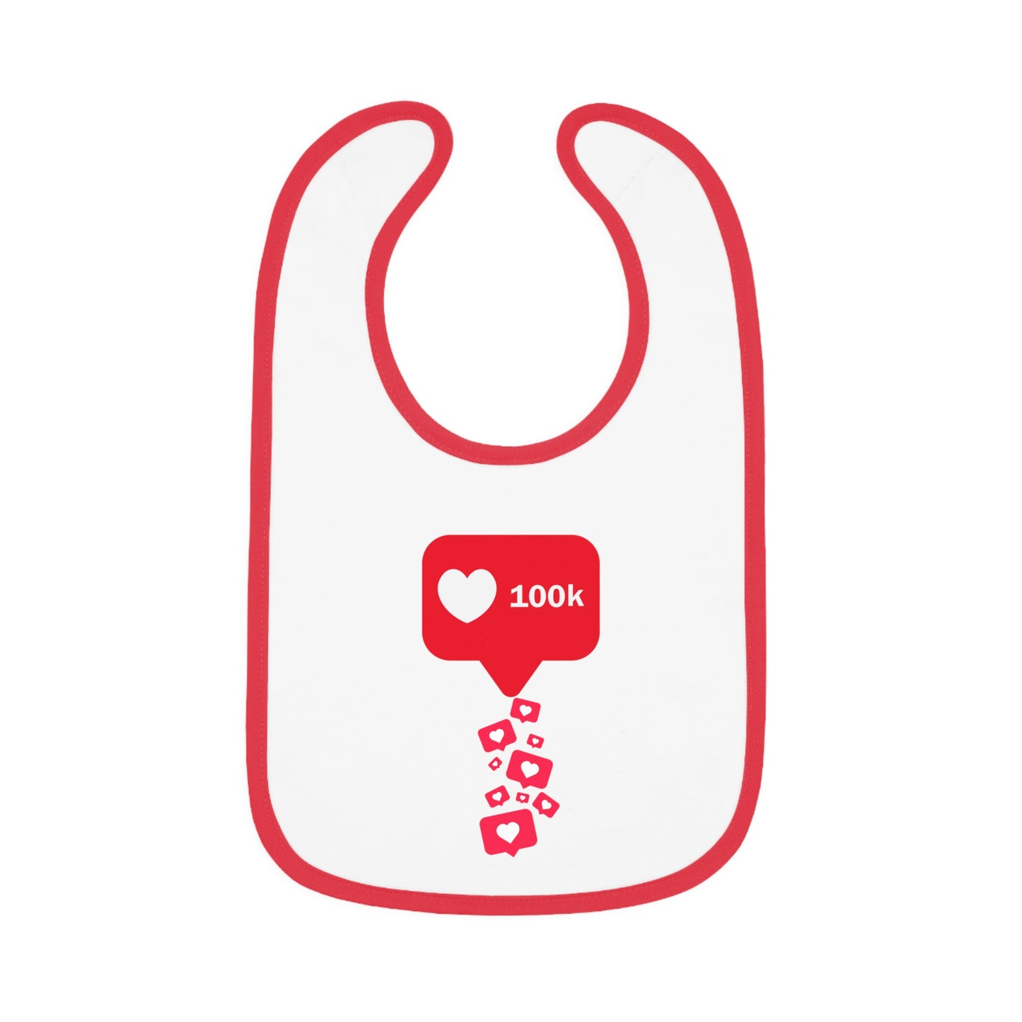 Infant Contrast Trim Bib - 100k Love Hearts Design