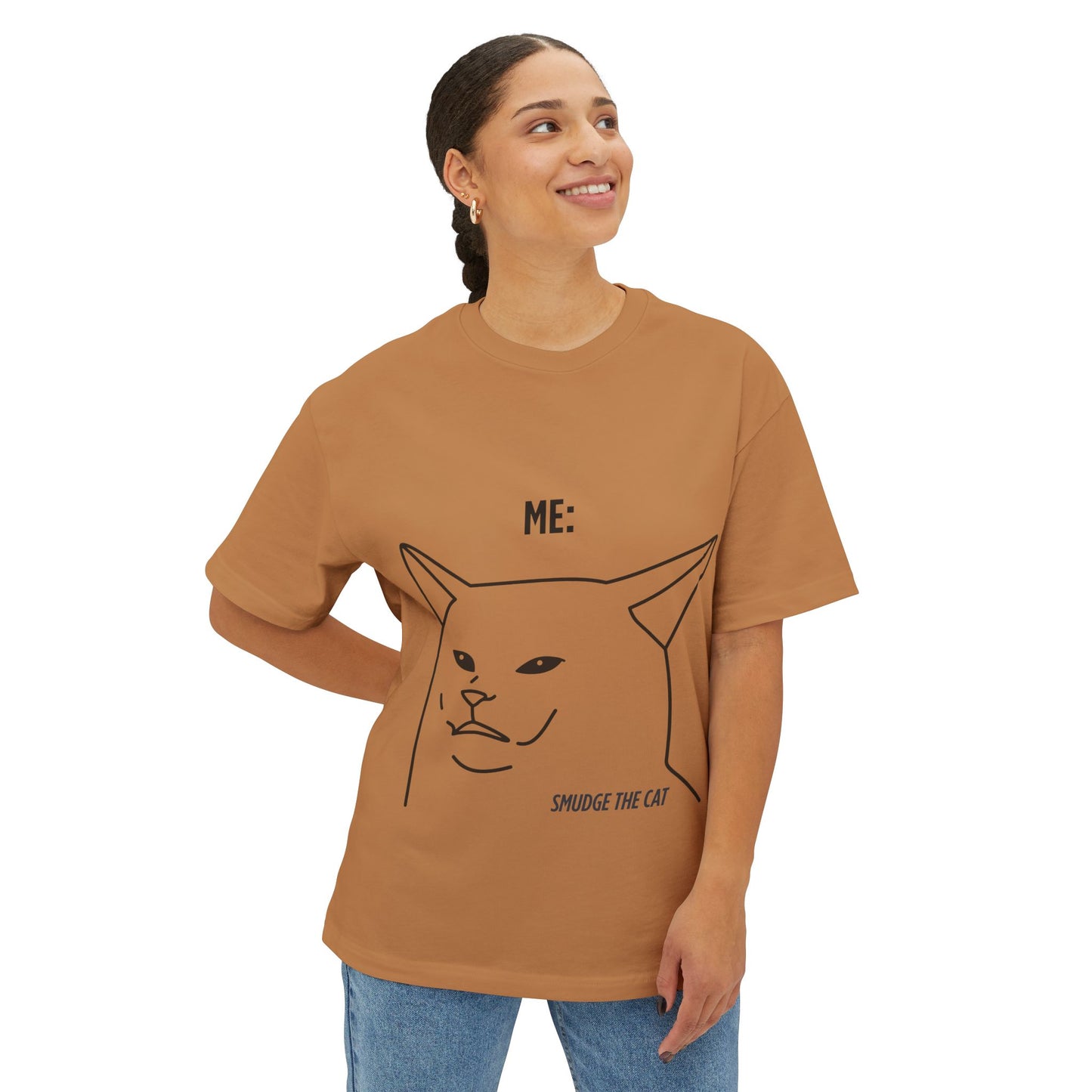 Boxy Tee - Funny Meme Cat Smudge Design