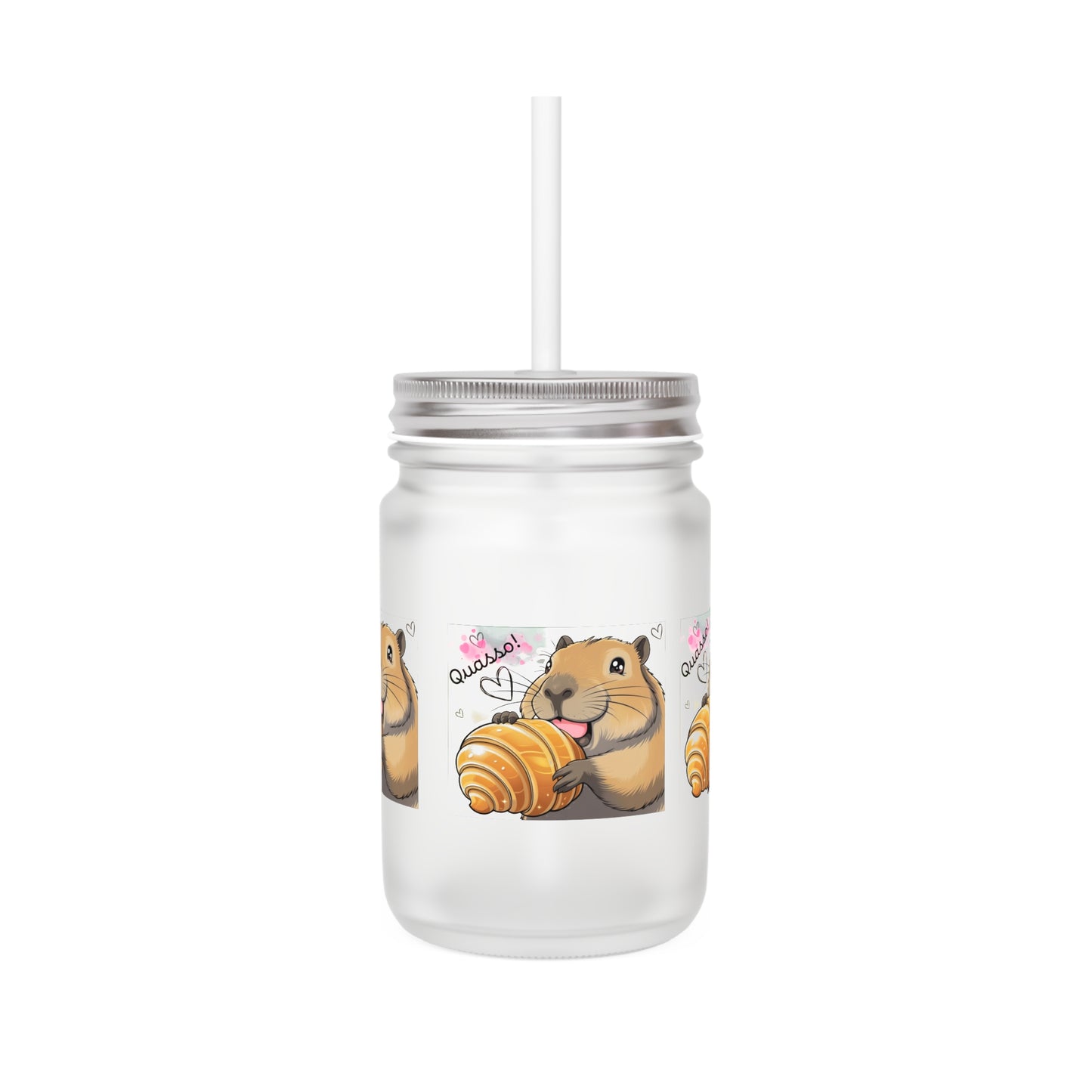 Cute cappybara Mason Jar with Straw - Perfect for Gifts & Home Decor
