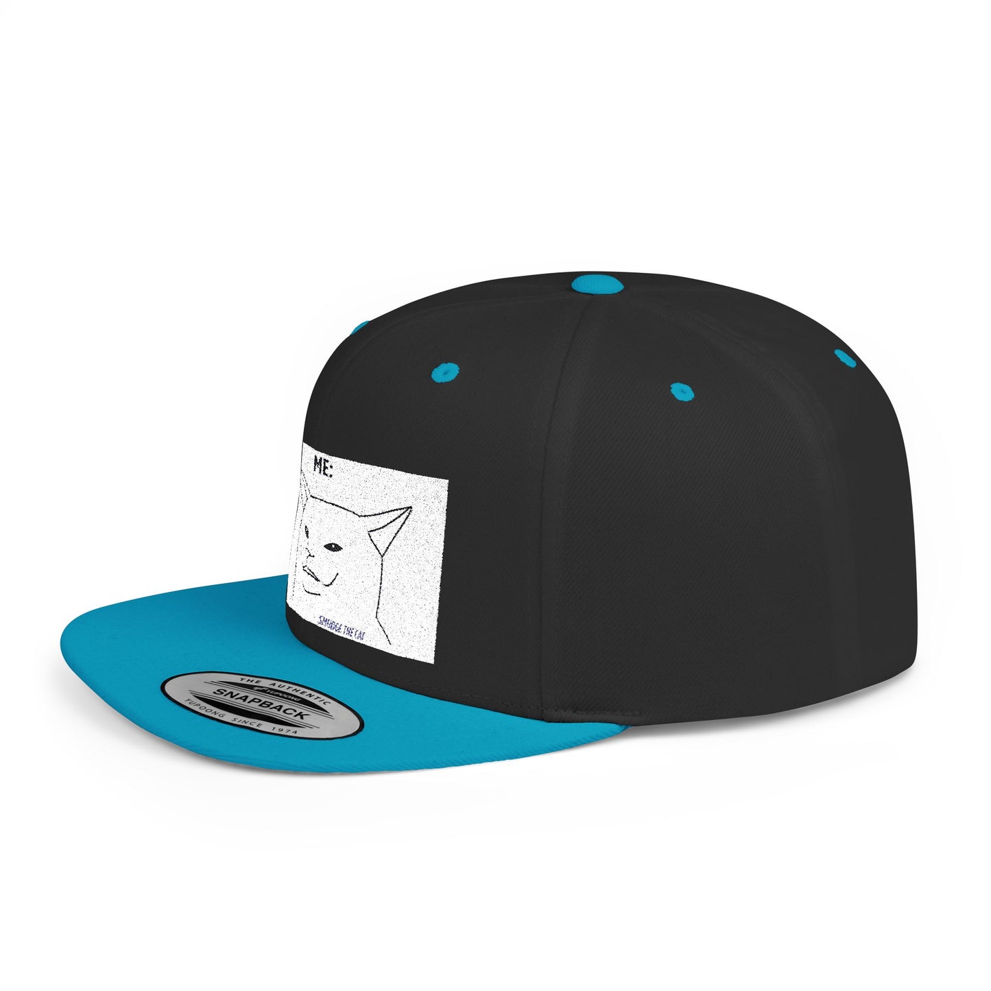 Snapback Hat - Funny Smudge the Cat Design