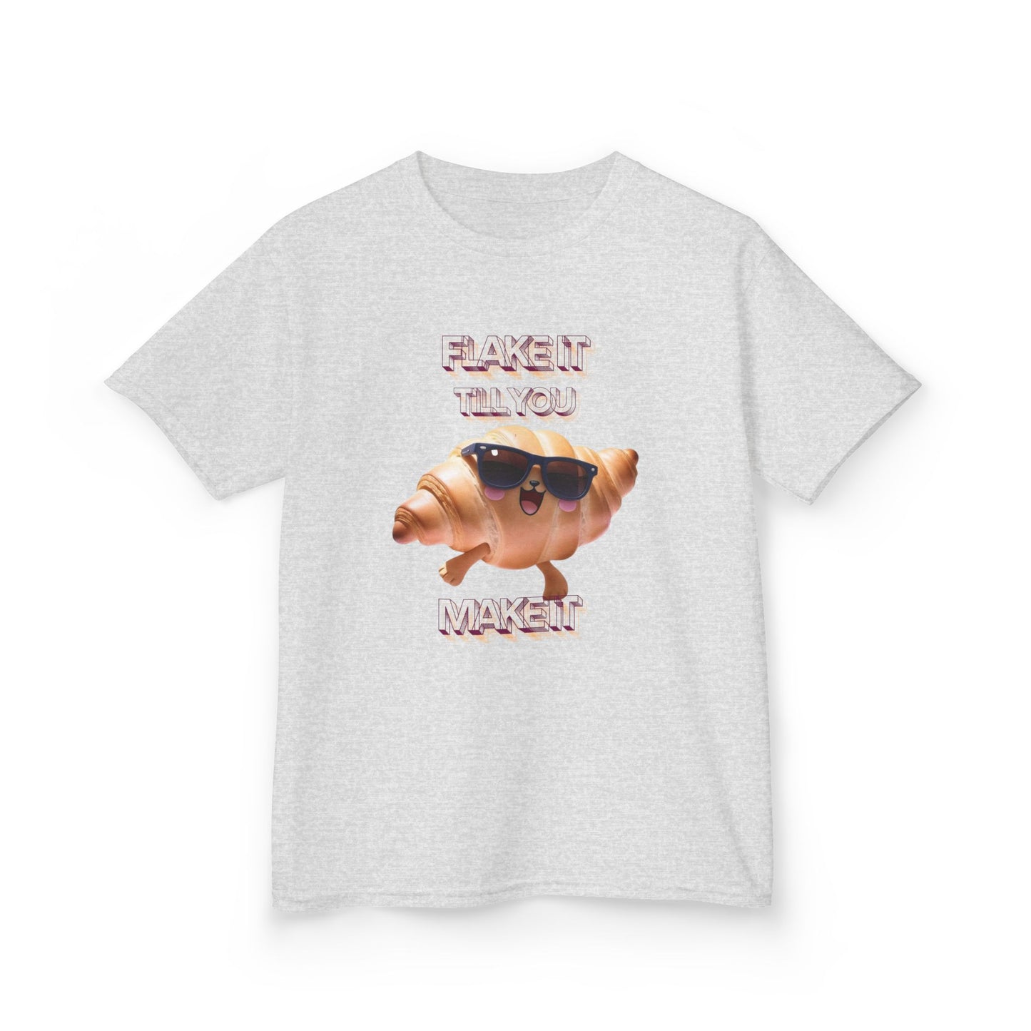 Flake It 'Til You Make It Kids Tee - Fun Croissant Design