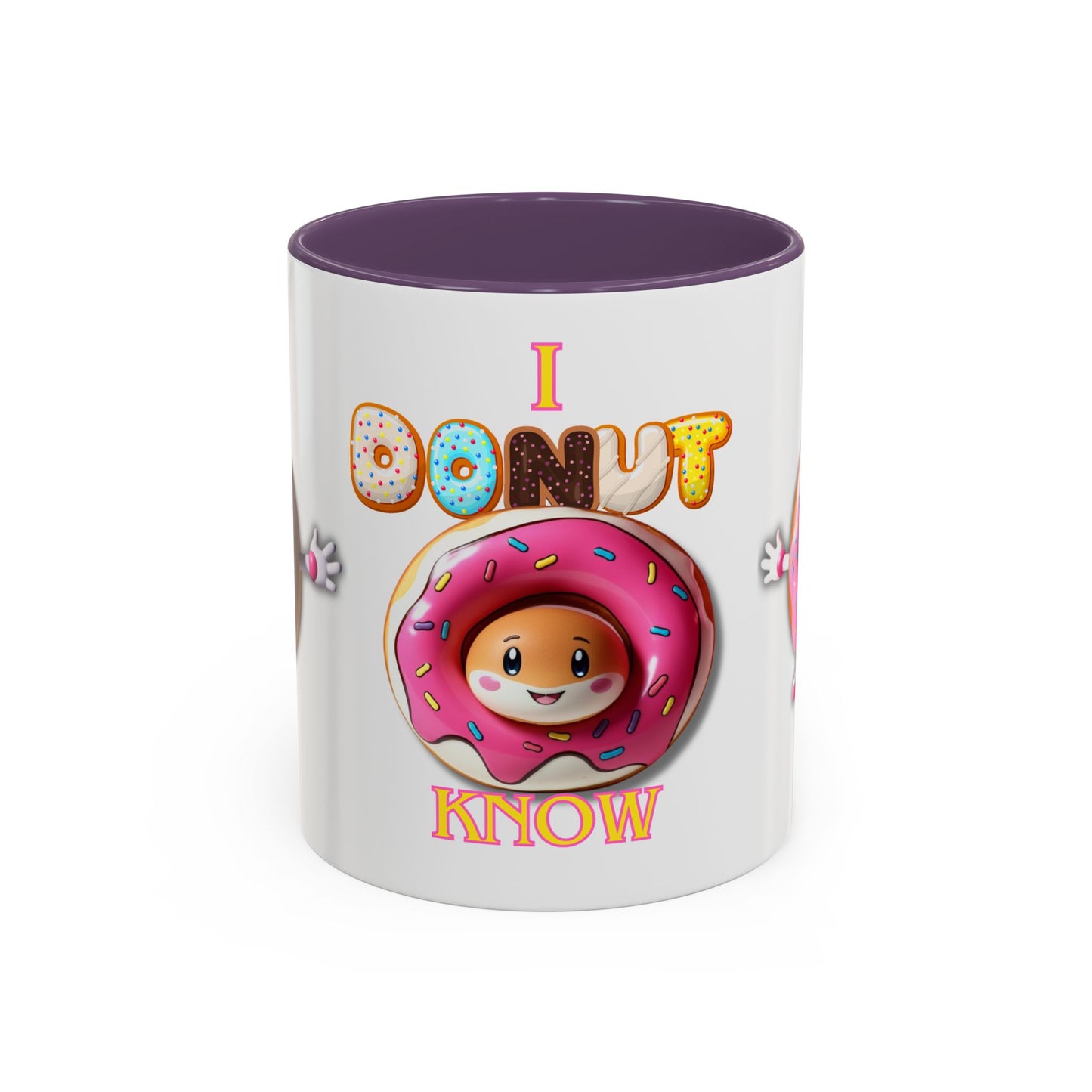 Cute Donut Accent Coffee Mug - I Donut Know - Fun Gift for Coffee Lovers