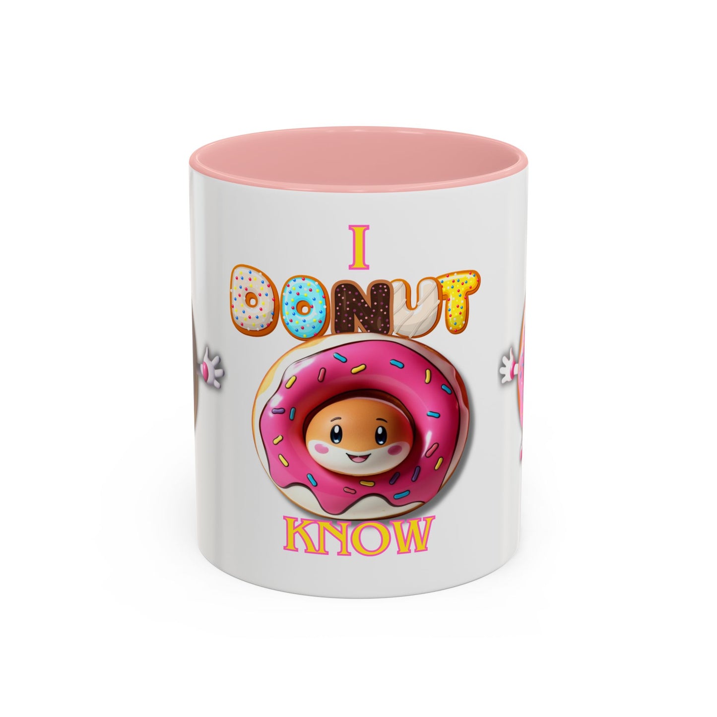 Cute Donut Accent Coffee Mug - I Donut Know - Fun Gift for Coffee Lovers