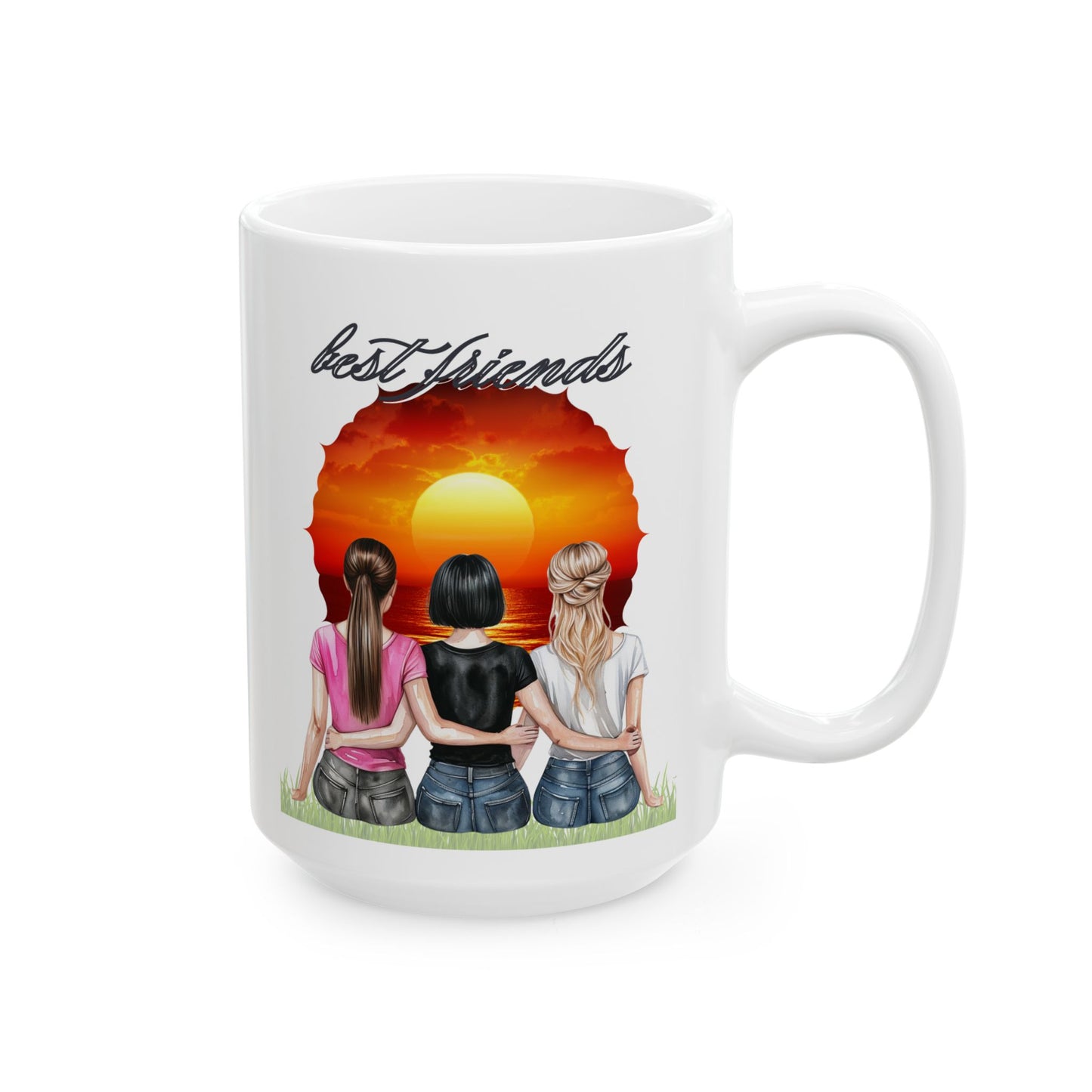 Friendship girlfriends Sunset Ceramic Mug, Best Friend Gift, Unique Coffee Mug, Inspirational Mug, Friendship Quote Mug