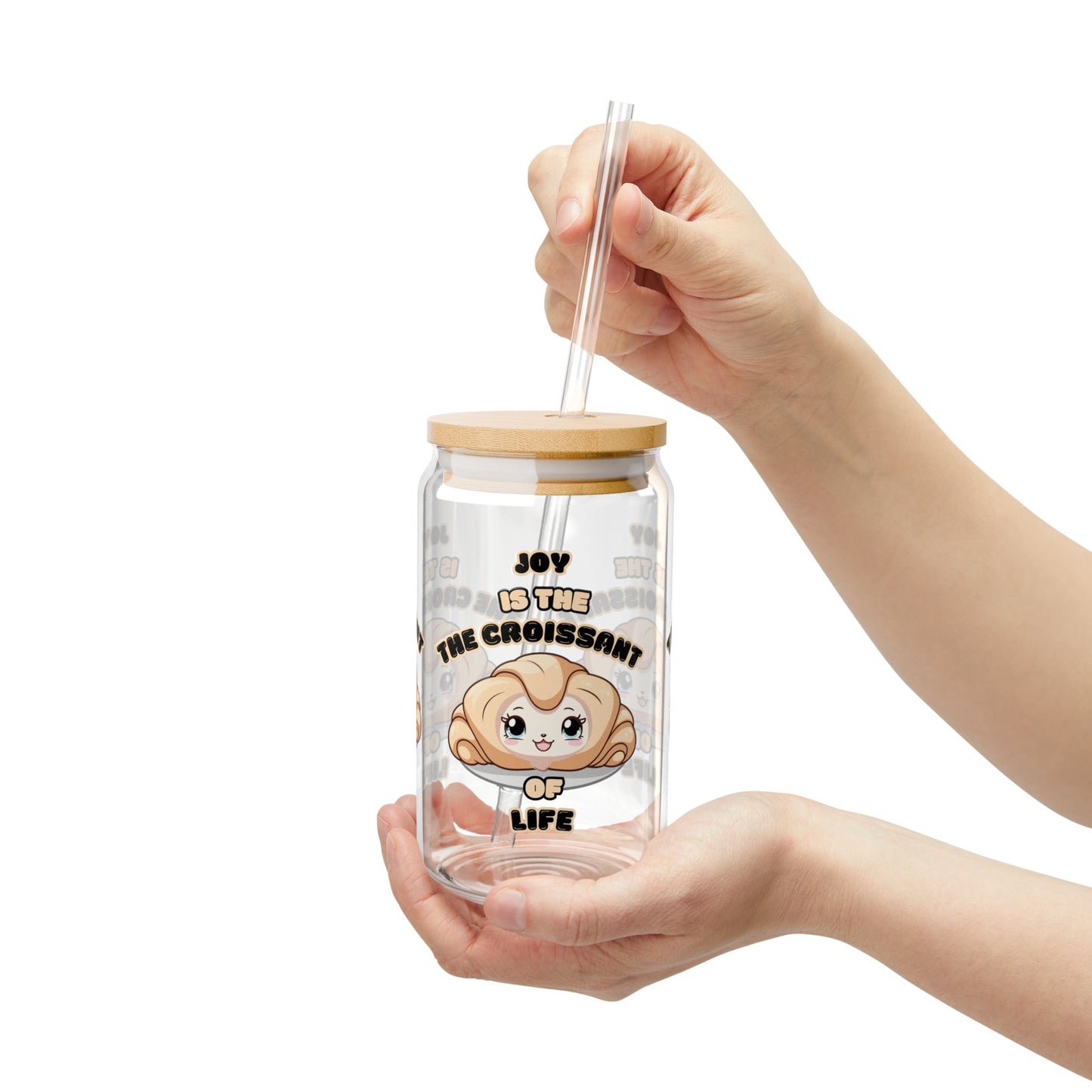 Glass Tumbler - Joy is the Croissant of Life Word Joke Design