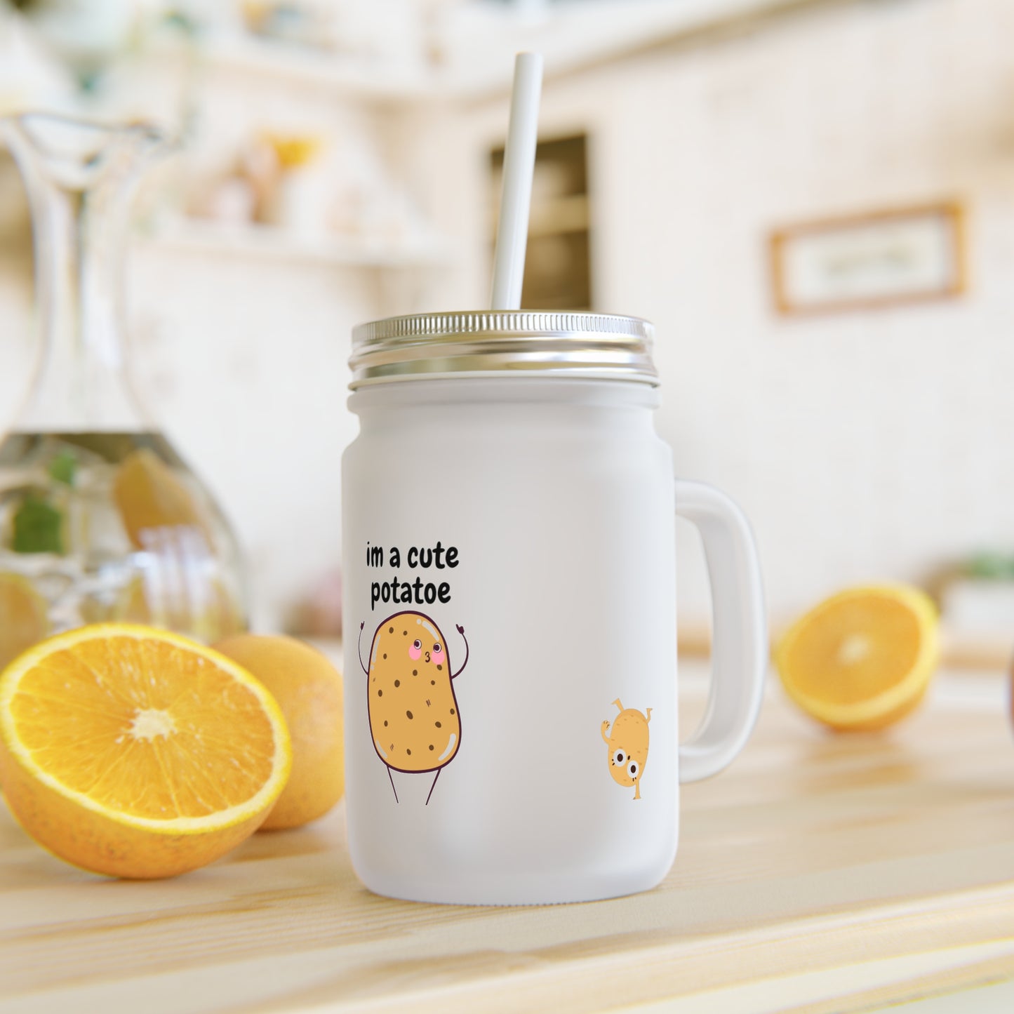 Funny Mason Jar Cup - Cute Potato Design