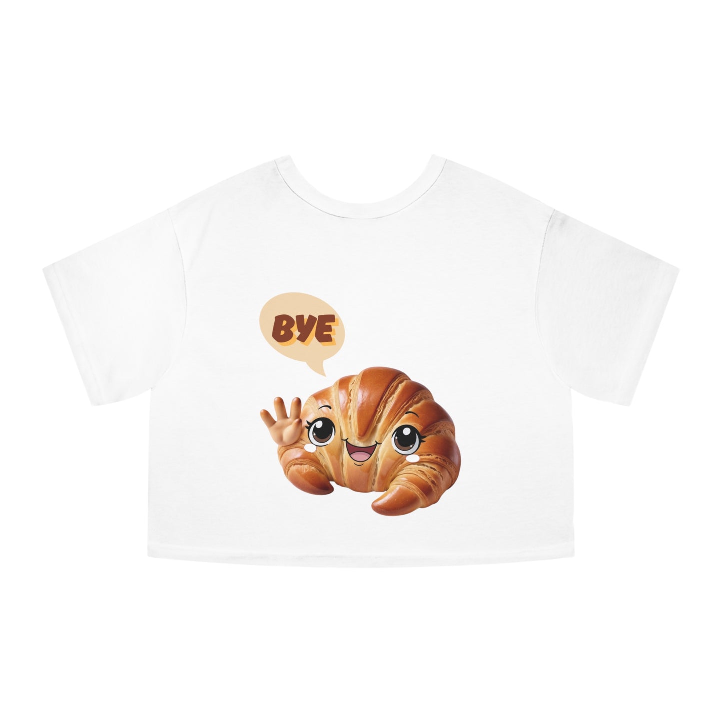 Cute Cropped T-Shirt with Friendly Croissant Design - Perfect for Food Lovers!