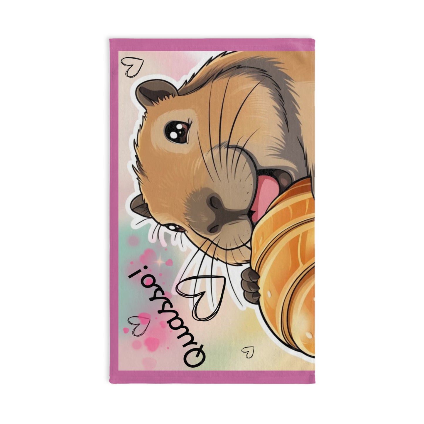 Cute Capybara Hand Towel with Heart Design - Perfect for Home Decor and Gifts