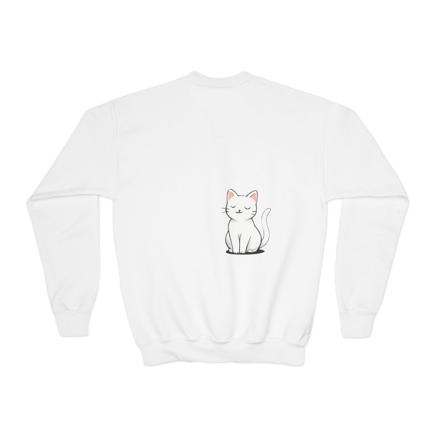 Cute Cat Lover Youth girl Crewneck Sweatshirt, Animal Sweatshirt for girls, Gift for Cat Lovers, Fun Cozy Top, Everyday Wear