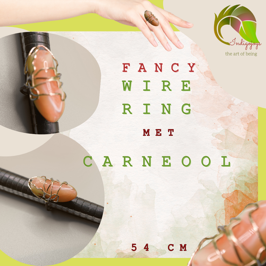 wired ring met grote carneool kristal