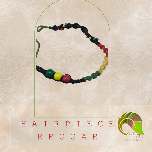 Reggae Flow – Handgemaakte Haarpiece met Houten Kralen & Macramé